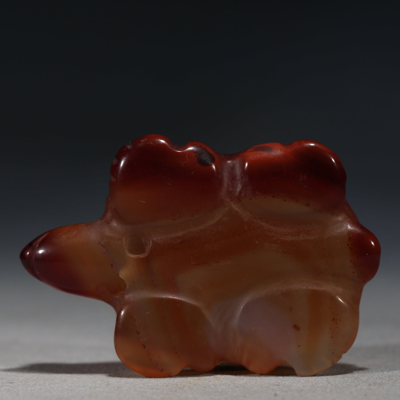 RED AGATE CARVED TURTLE PENDANT - 4