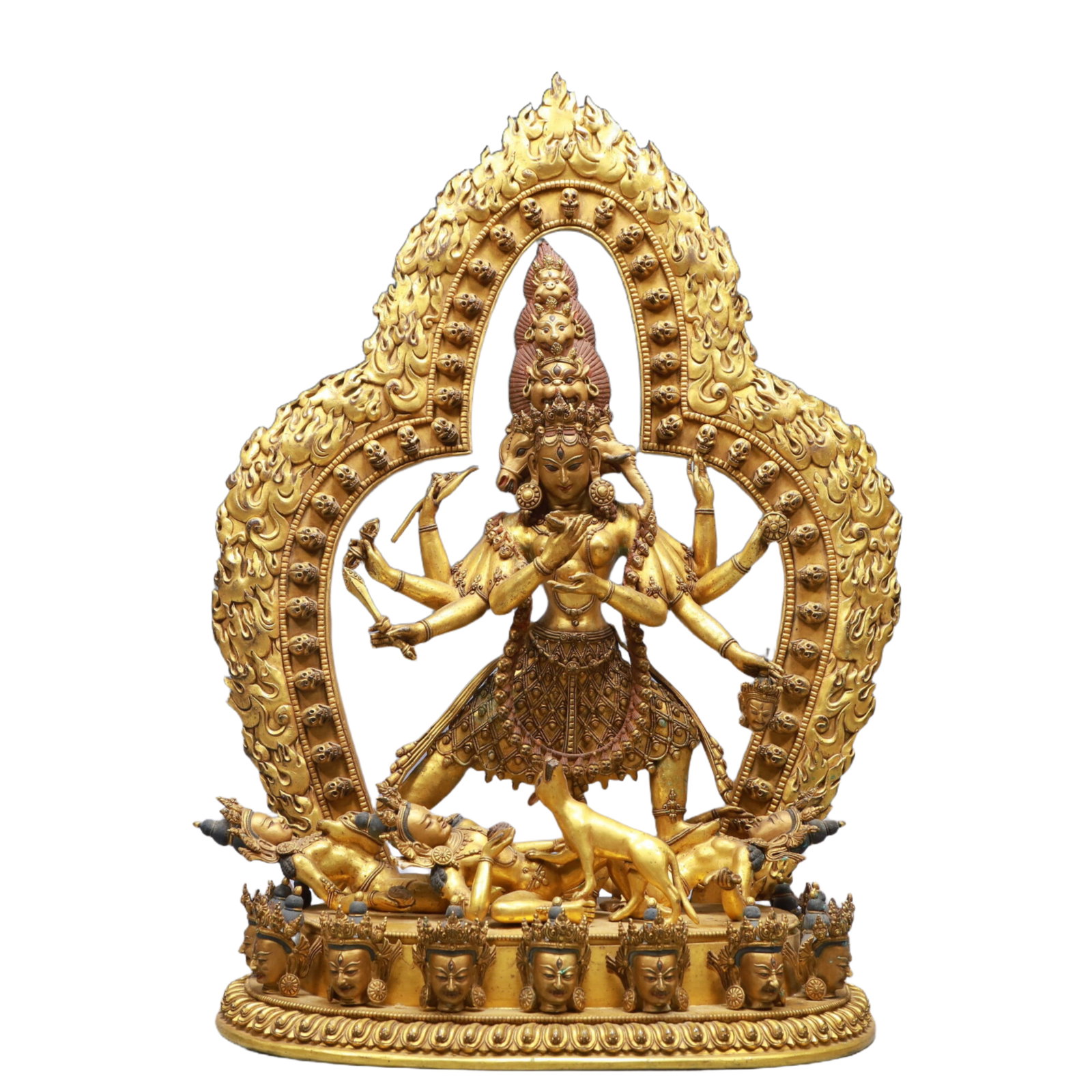 A Solemn Gilt Bronze Statue of Chakrasamvara: A Solemn Gilt Bronze Statue of Chakrasamvara,Ming Dynasty, China,Yongle Six-character Mark,Size:35x18x22.6in,Weight:16900g 铜鎏金胜乐金刚像,中