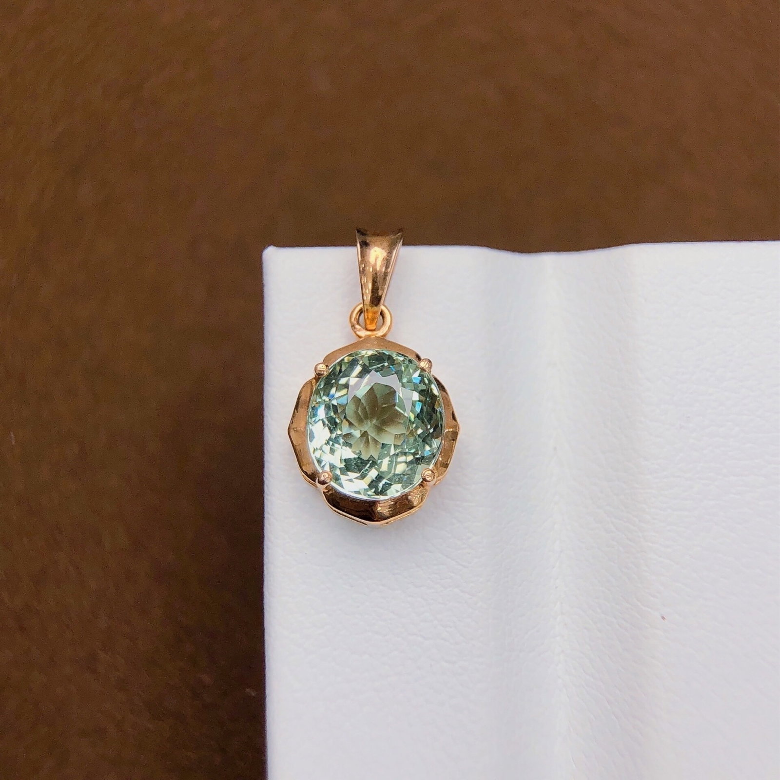 5.47Ctw Sterling Silver-Gold Plated Inlaid Natural Tourmaline Necklace: 5.47Ctw Sterling Silver-Gold Plated Inlaid Natural Tourmaline Necklace,Size:7.7mmx7.1mm 5.47Ctw纯银镀金嵌天然碧玺项链