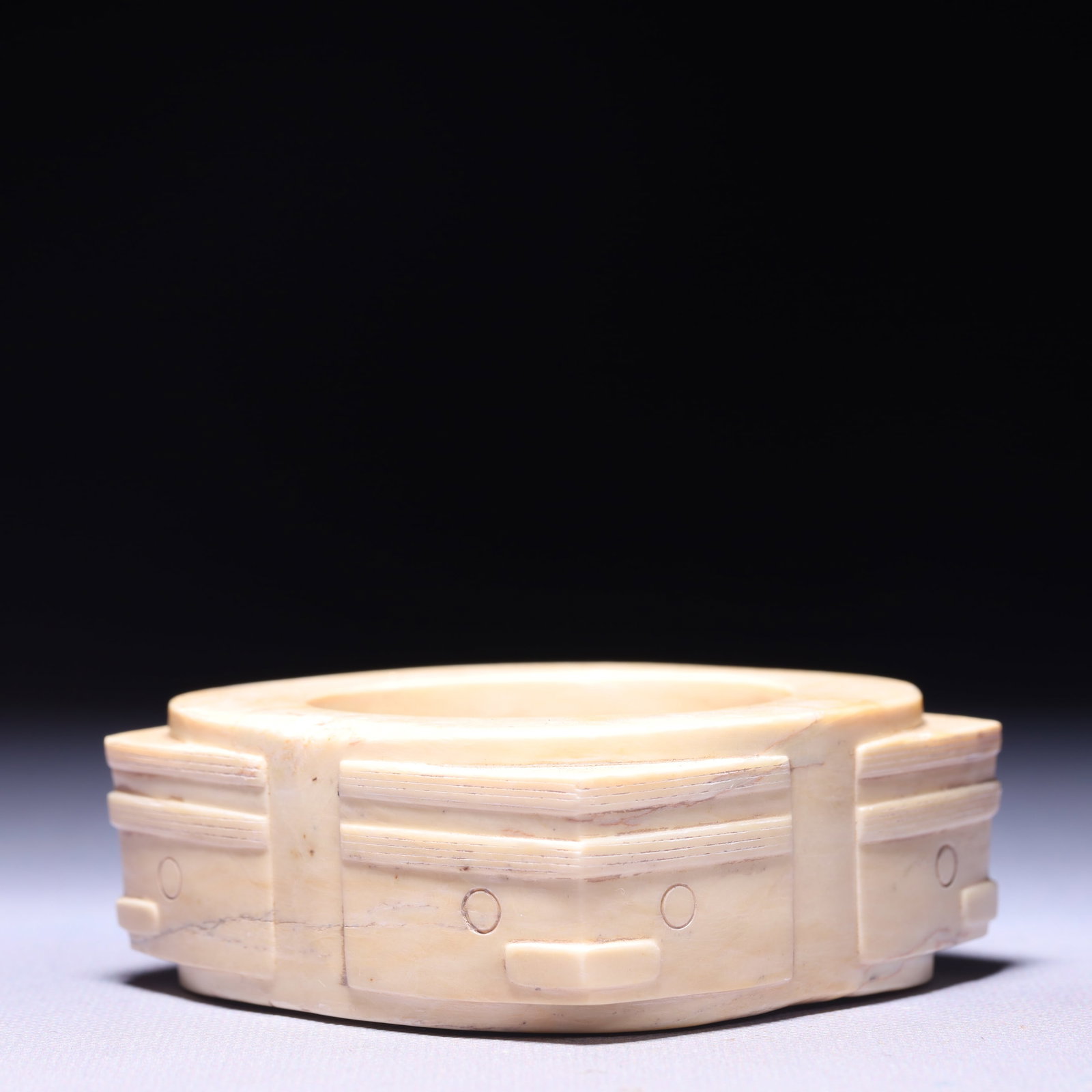 An Archaic Hongshan Culture Yellow Jade Beast-Face Pattern Jade Cong: An Archaic Hongshan Culture Yellow Jade Beast-Face Pattern Jade Cong,Ancient Time,China,Size:3.2inx1.3in,Weight:309g