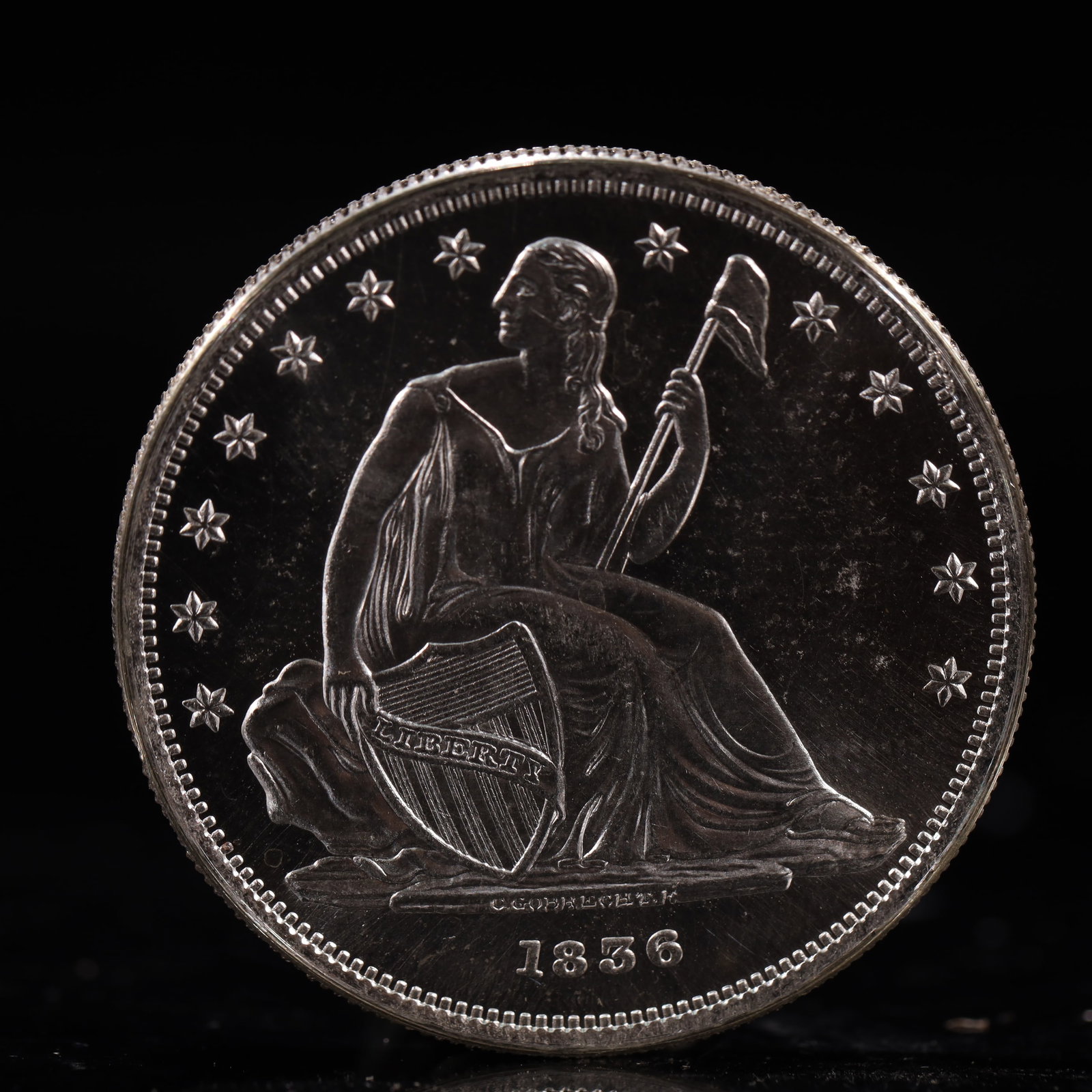 USA One Dollar 1856 Coin: American coin. IN GOD WE TRUST / LIBERTY / 1856 / UNITED STATES OF AMERICA / ONE DOL. Weight:26.9g.