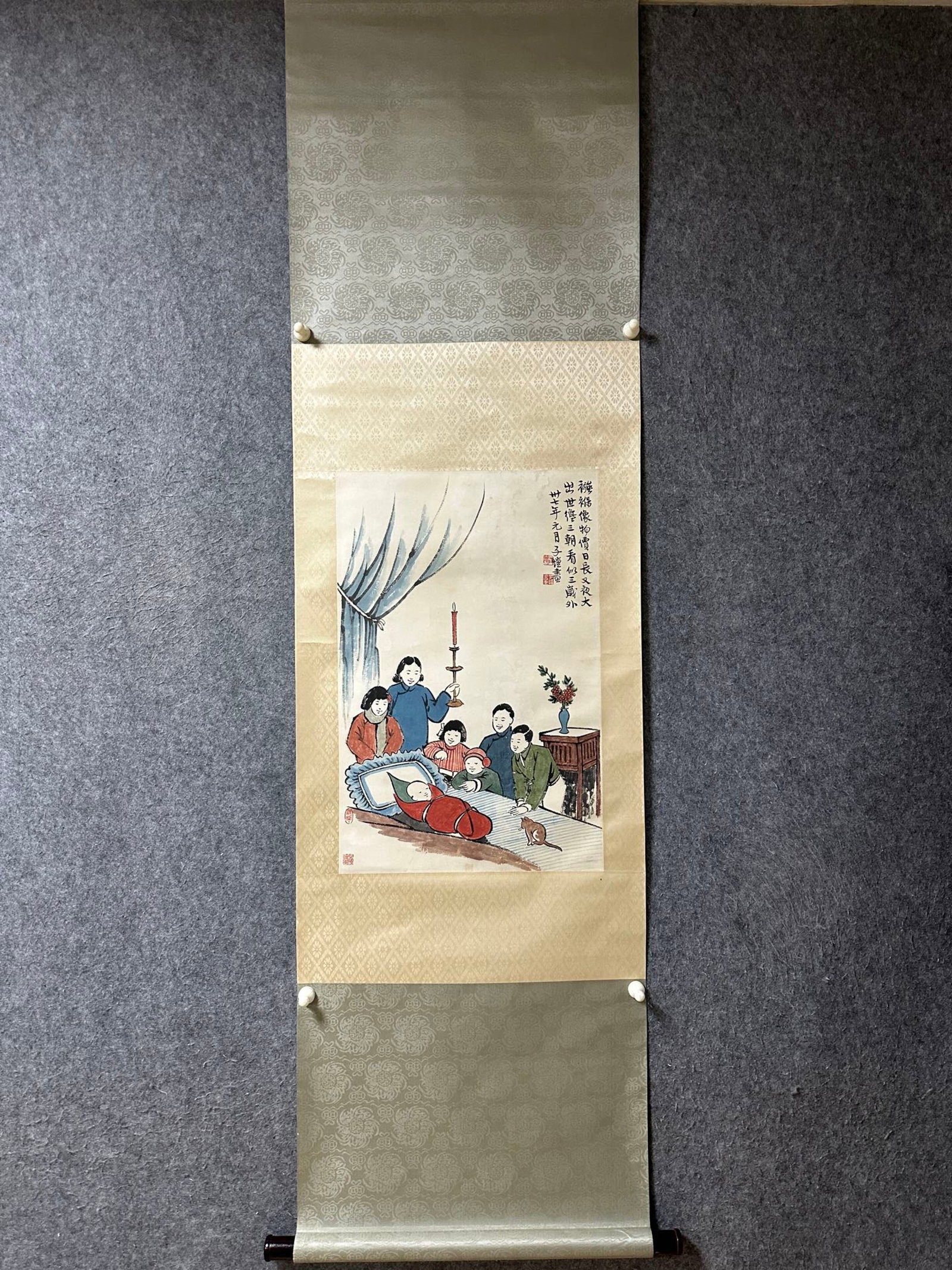 A Chinese Vertical Scroll Ink Painting of Character and Story on Paper (1 of 9)