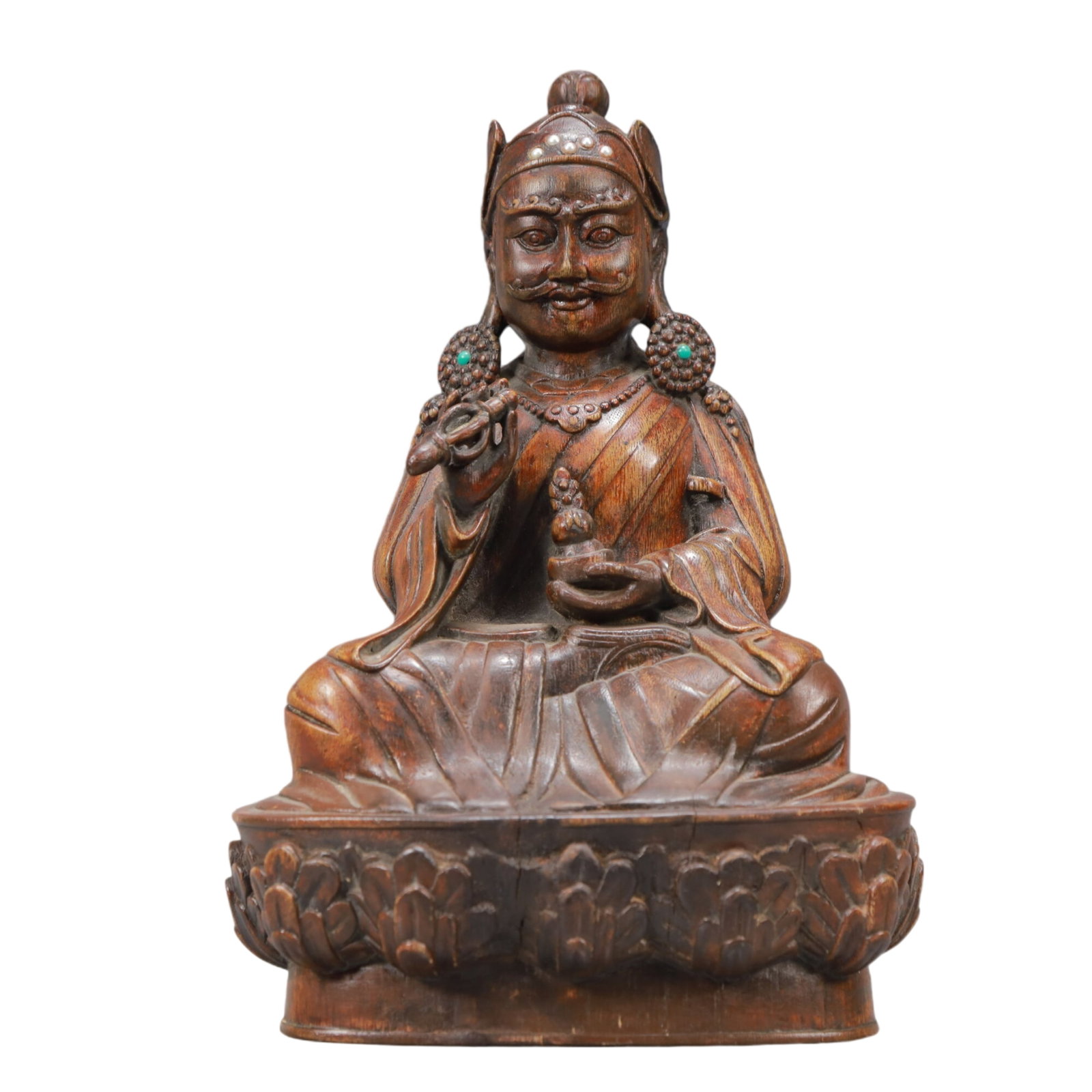 A Rare Eaglewood Statue of Padma Sambhava: A Rare Eaglewood Statue of Padma Sambhava,Qing Dynasty,China,Size:6.3inx3.5inx9.8in,Weight:550g 沉香木莲花生大士像,中国清代