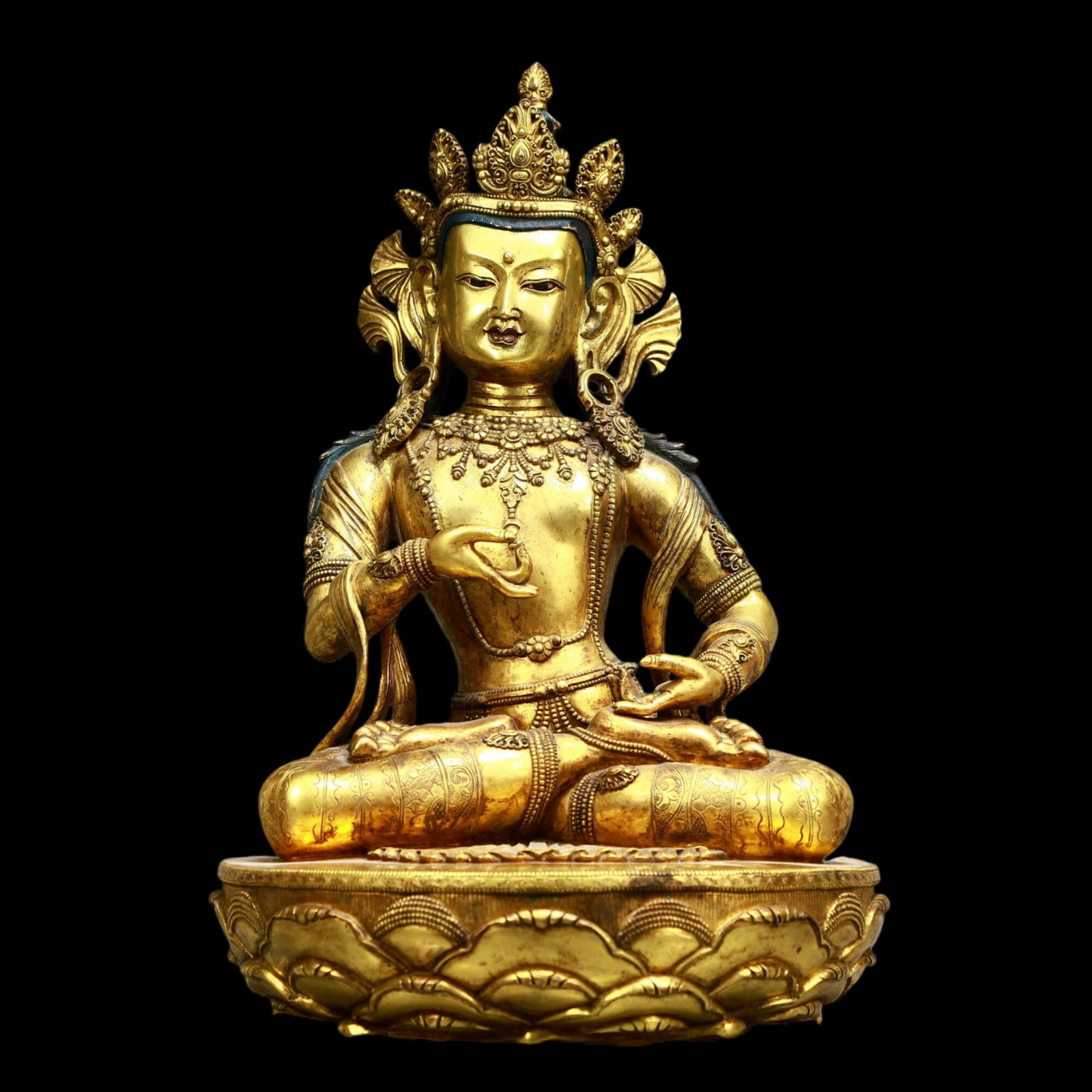A Solemn Gilt Bronze Statue of Avalokitesvara (1 of 10)