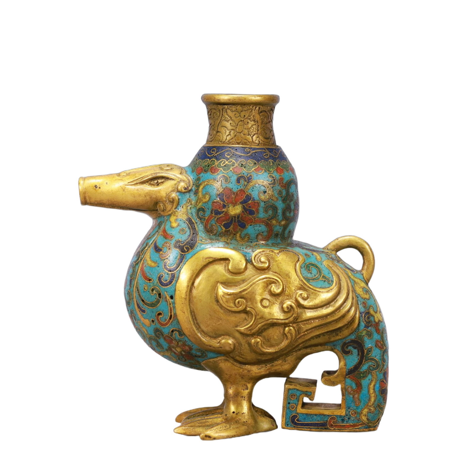 An Exquisite Cloisonne Lotus Pattern Phoenix Vase: An Exquisite Cloisonne Lotus Pattern Phoenix Vase,Qing Dynasty,China,Qianlong Four-character Mark,Size:3.9inx2inx3.7in,Weight:250g 景泰蓝缠枝莲纹凤Ɣ