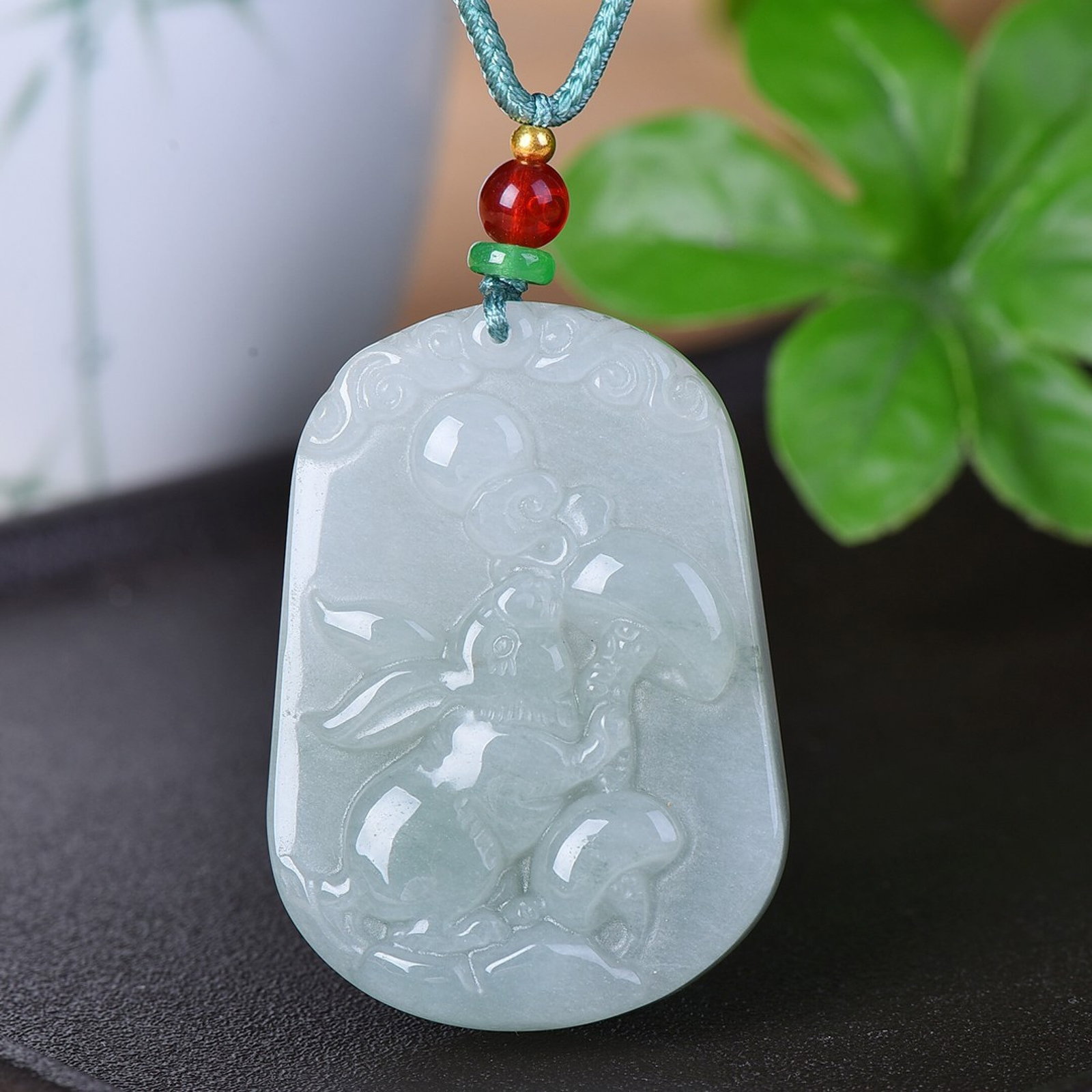 An Exquisite Jadeite Rabbit Pattern Pendant: An Exquisite Jadeite Rabbit Pattern Pendant,Size:33mmx47mm 翡翠兔纹挂件