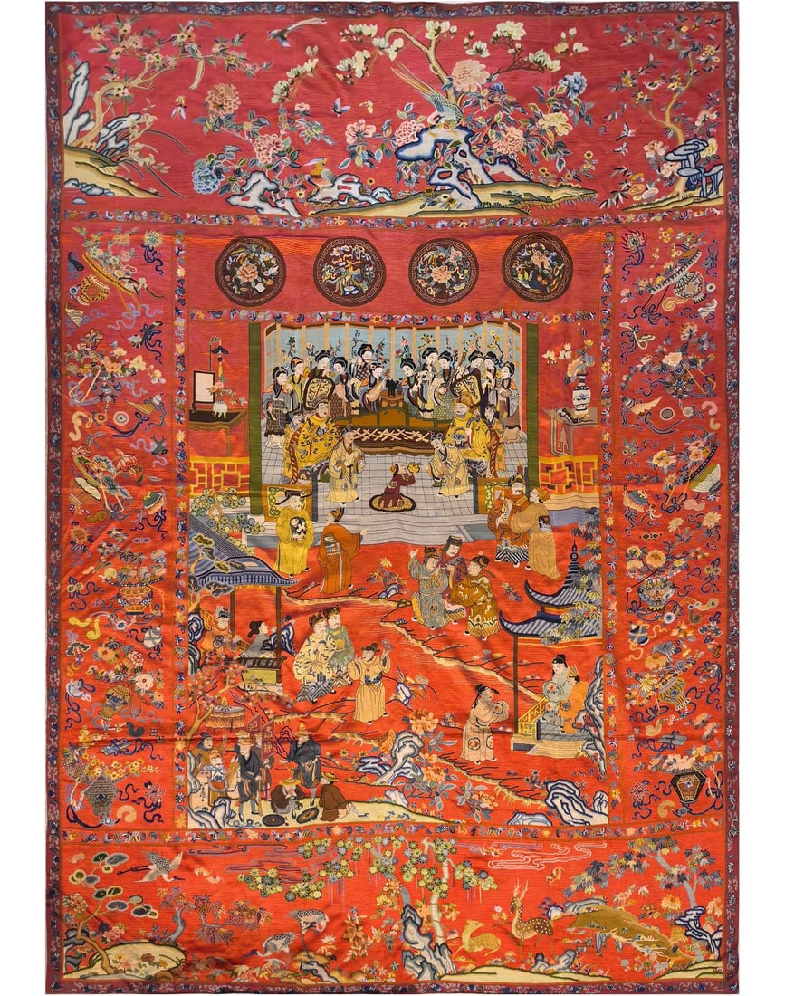 A Rare Figure Pattern Embroidery: A Rare Figure Pattern Embroidery,Qing Dynasty, China,Size:100.4inx70.1in ?? ?????????