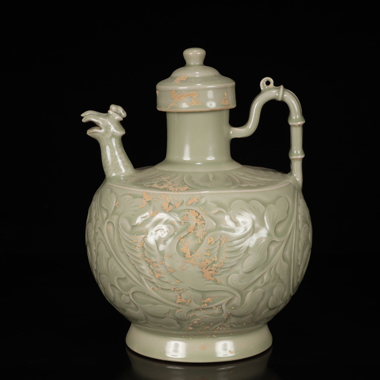 An Exquisite Long quan yao Flower and Bird Pattern Ewer (1 of 11)