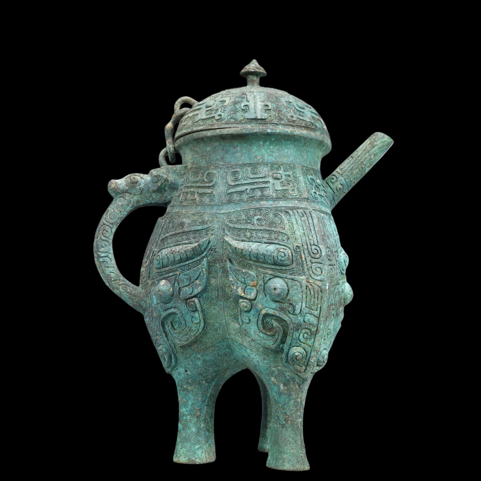 A Precious Bronze Beast-Face Pattern Ewer ,With Inscription (1 of 10)