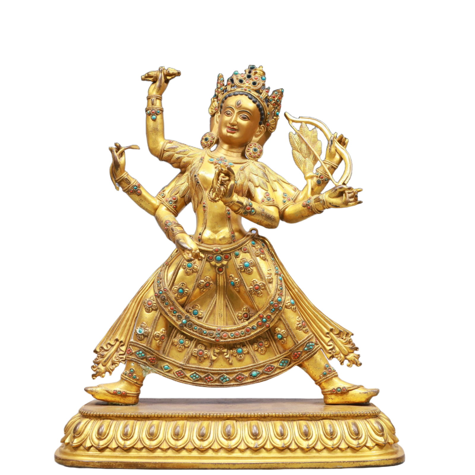 A Solemn Gilt Bronze Statue of Vajrasattva, Inlaid Gems (1 of 9)