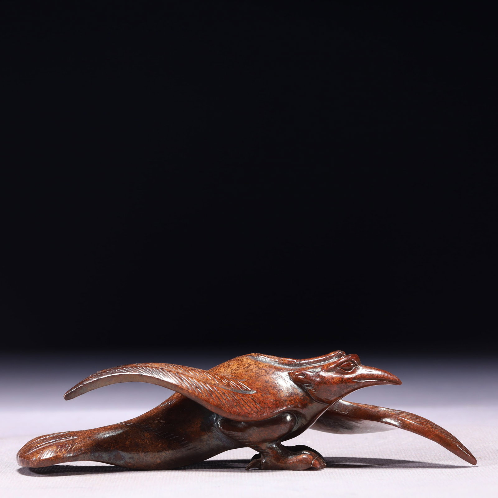 An Exquisite Archaic Jade Crane Ornament: An Exquisite Archaic Jade Crane Ornament,Ancient Time,China,Size:5.9inx2.4inx1.6in,Weight:166g 高古玉鹤摆件,中国远古时期