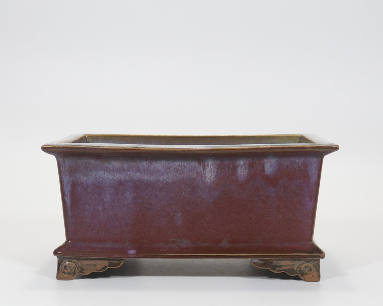 A fine Jun ware rose-purple rectangular flower tray - 4