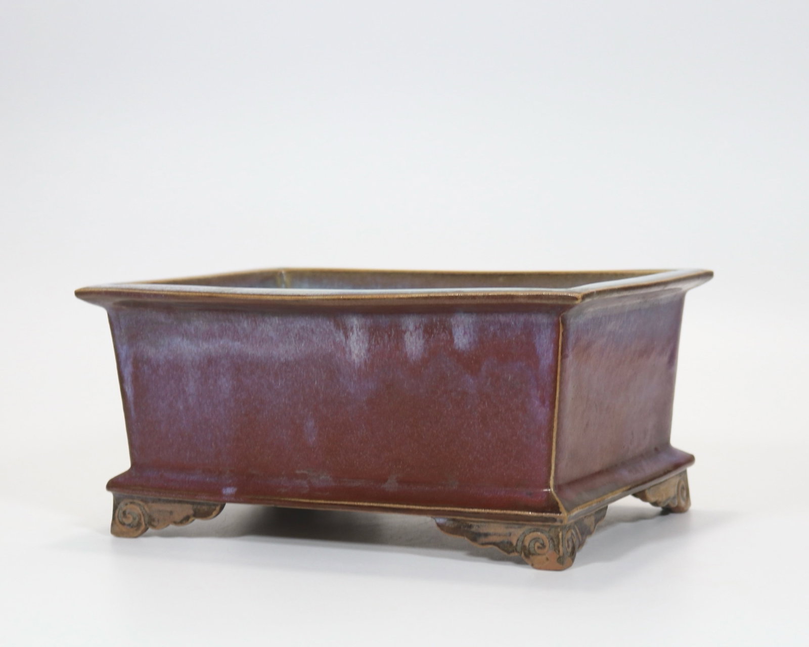 A fine Jun ware rose-purple rectangular flower tray - 5
