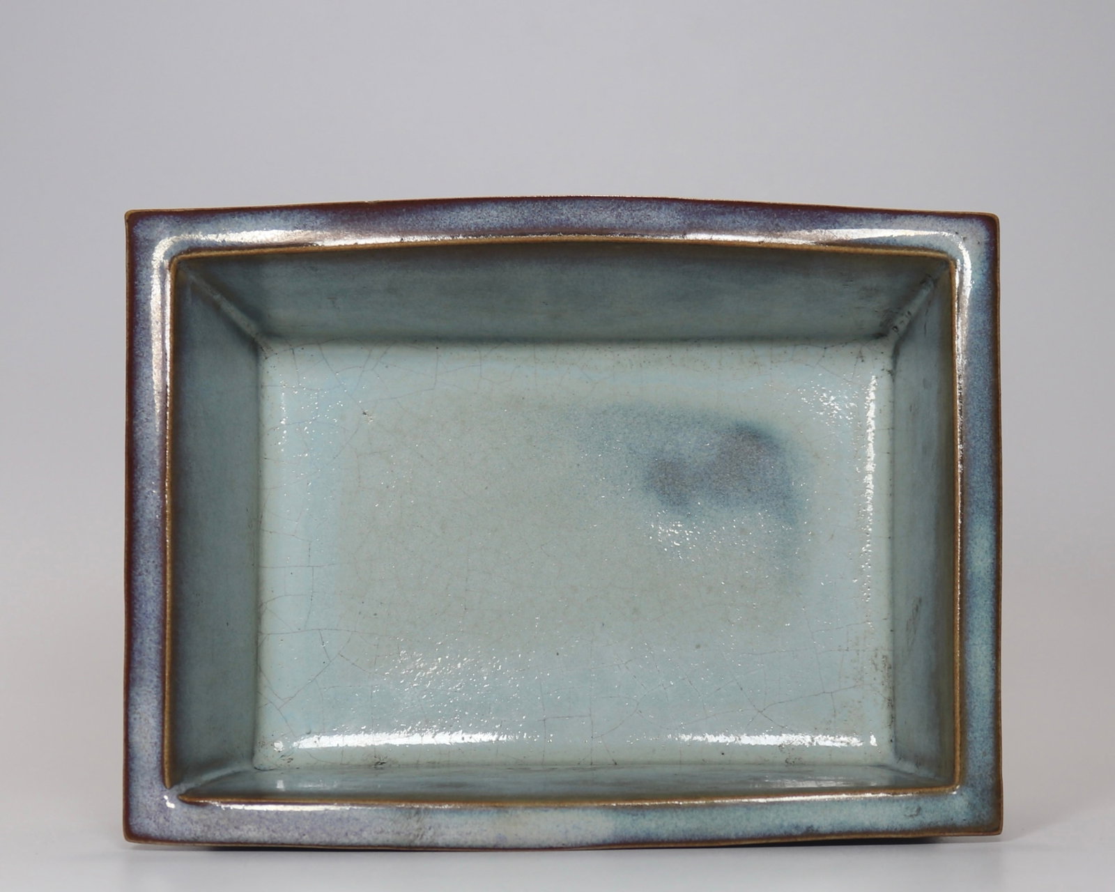 A fine Jun ware rose-purple rectangular flower tray - 7