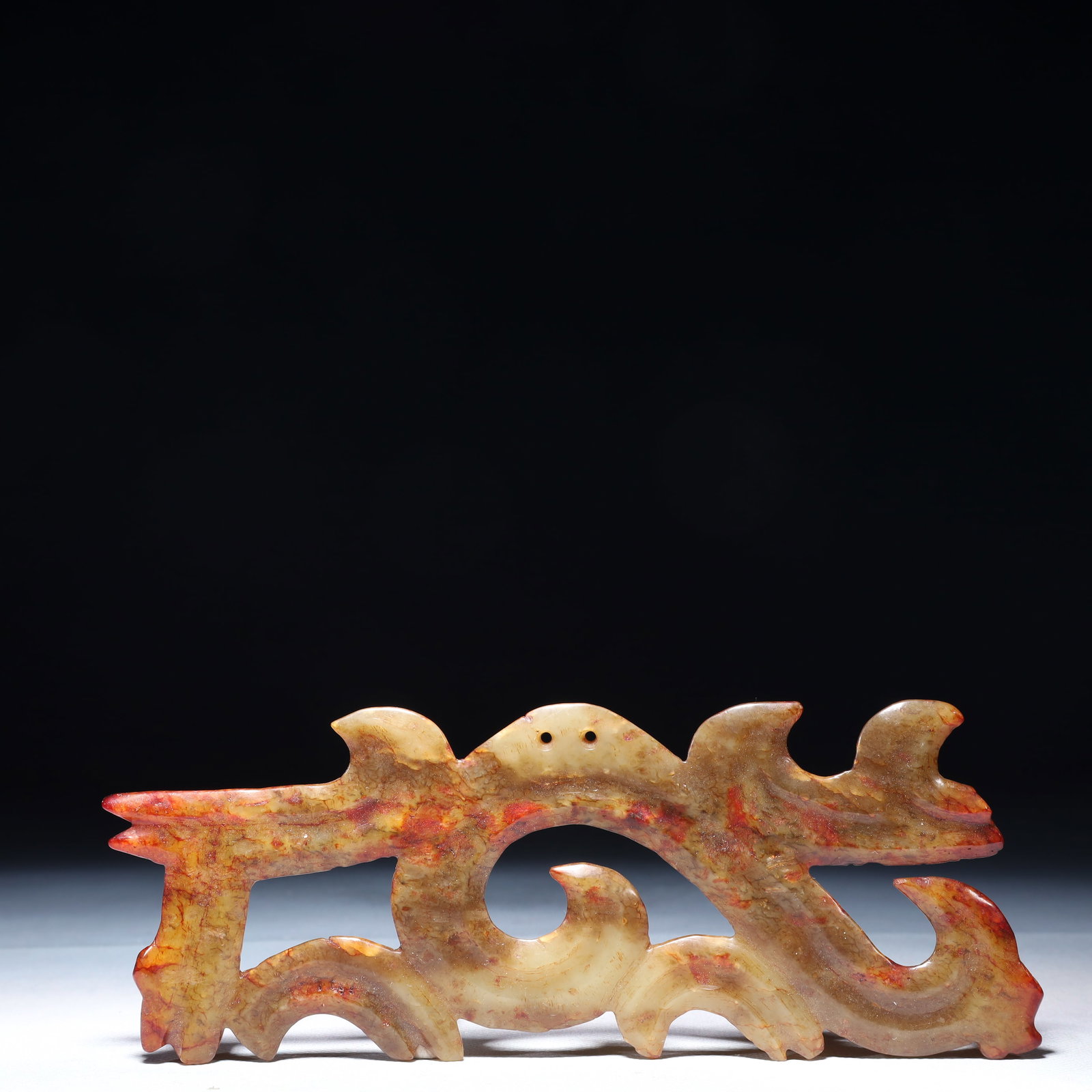 An Archaic Hongshan Culture White Jade Pendant: An Archaic Hongshan Culture White Jade Pendant,Ancient Time,China,Size:6.5inx3.1in,Weight:3.91g