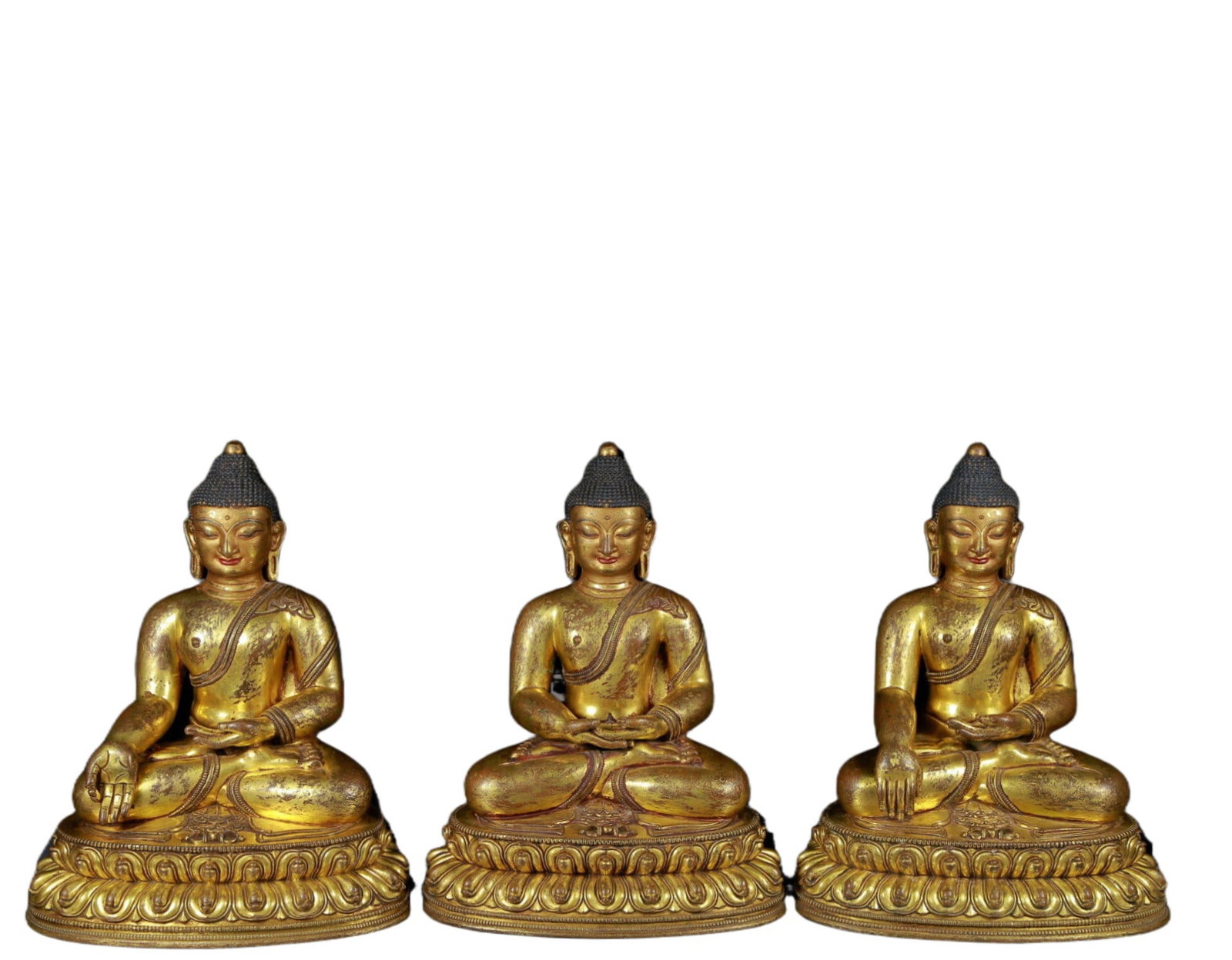 Three Brilliant Gilt-Bronze Figures Of Buddha (1 of 18)