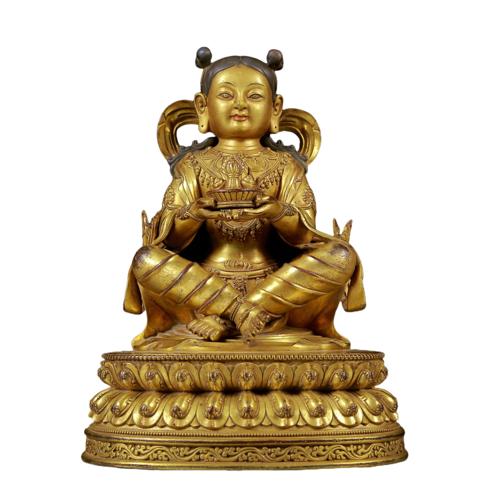Two solemn gilt bronze figures - 11