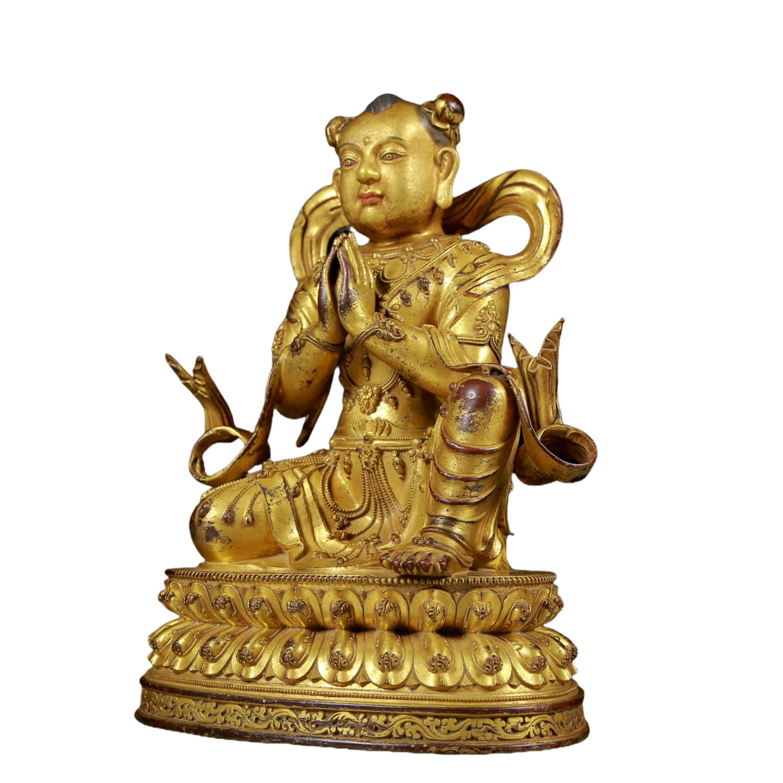 Two solemn gilt bronze figures - 5