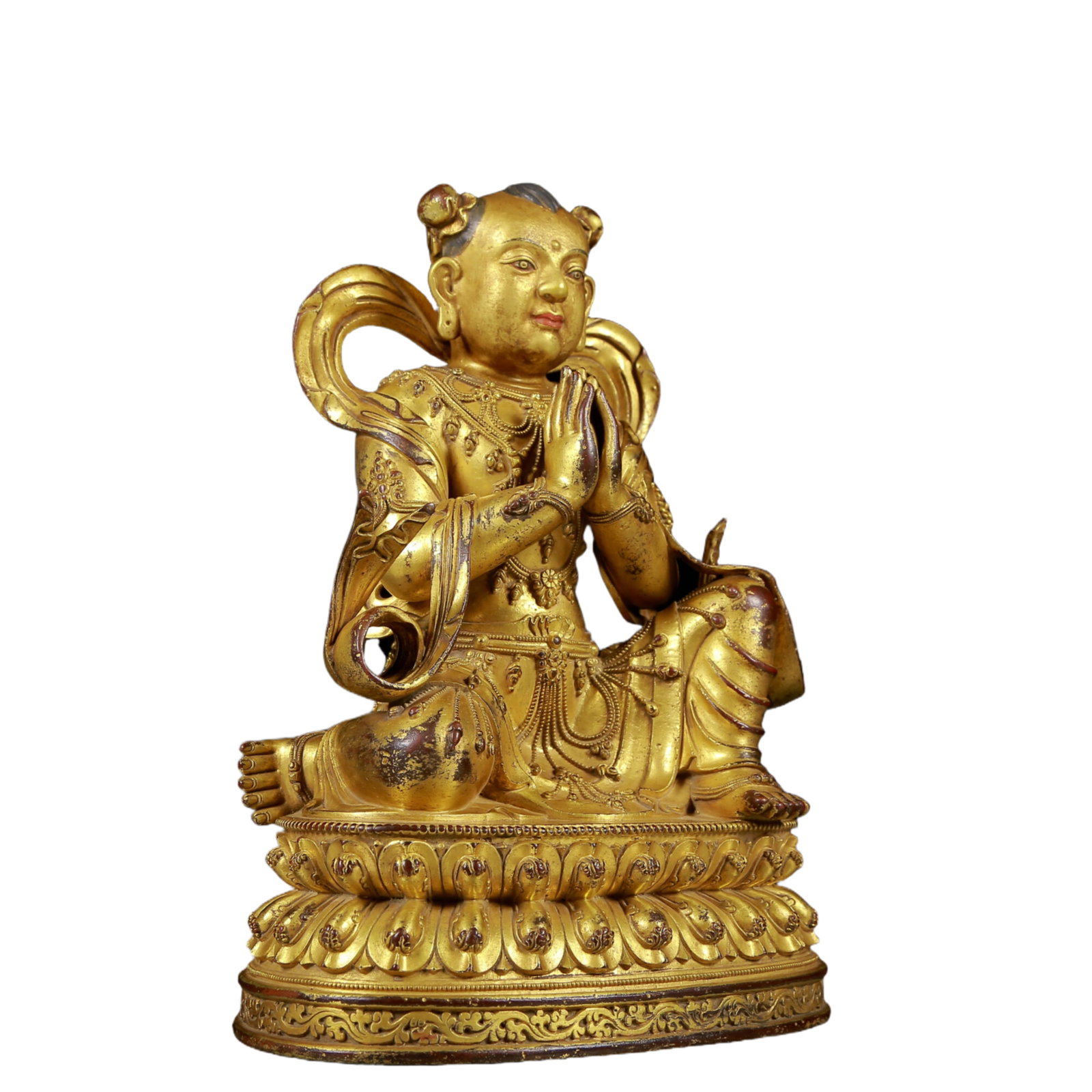Two solemn gilt bronze figures - 7