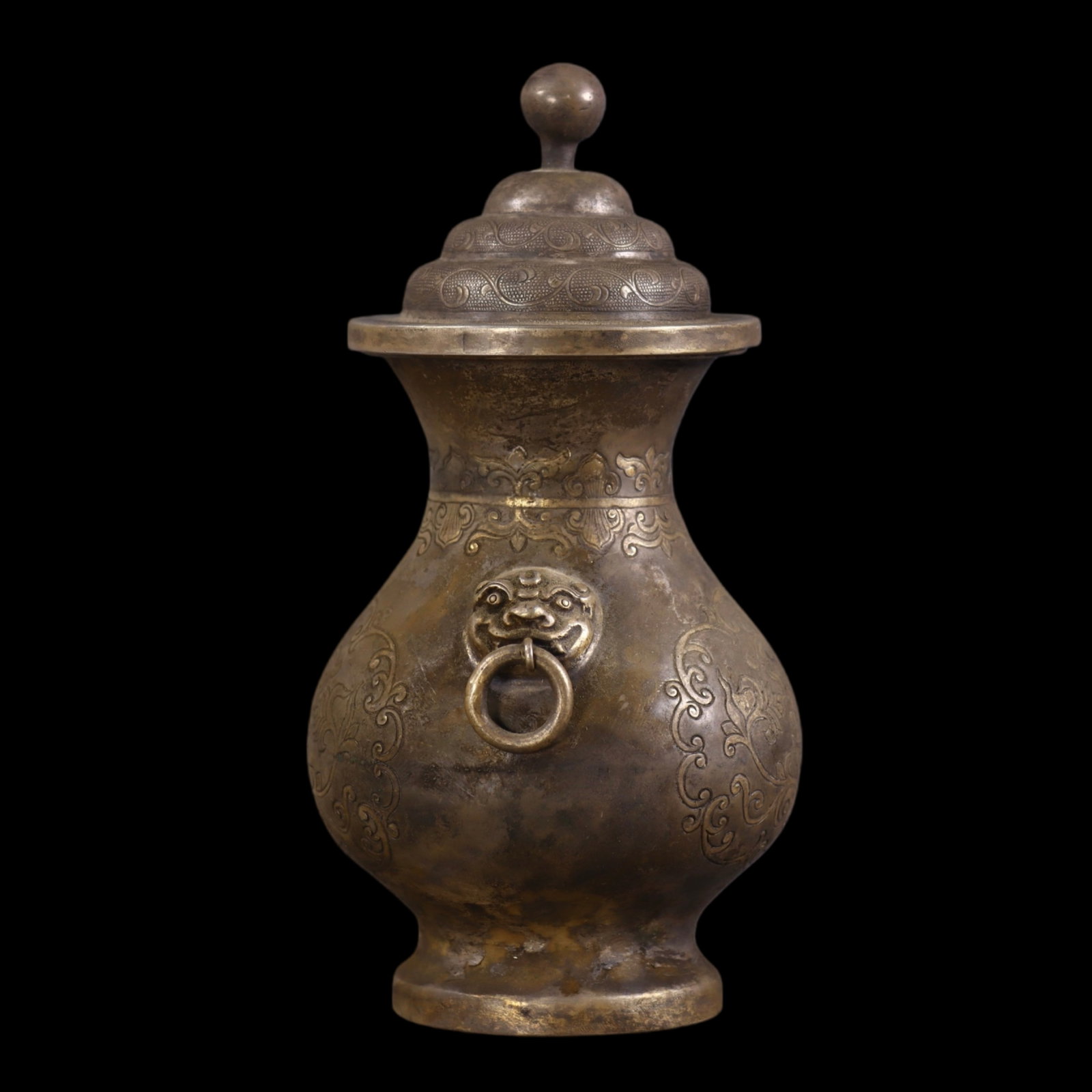An Exquisite Bronze Flower Pattern Double-Ears Bottle - 6