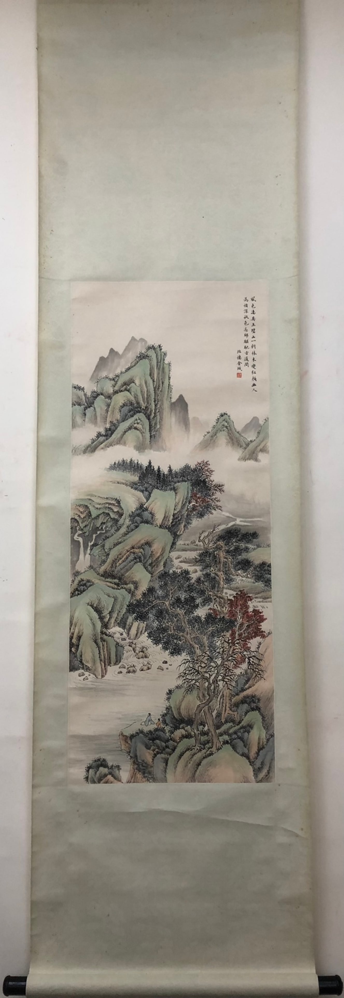A Chinese Vertical Scroll Ink Painting of Landscape on Paper (1 of 9)