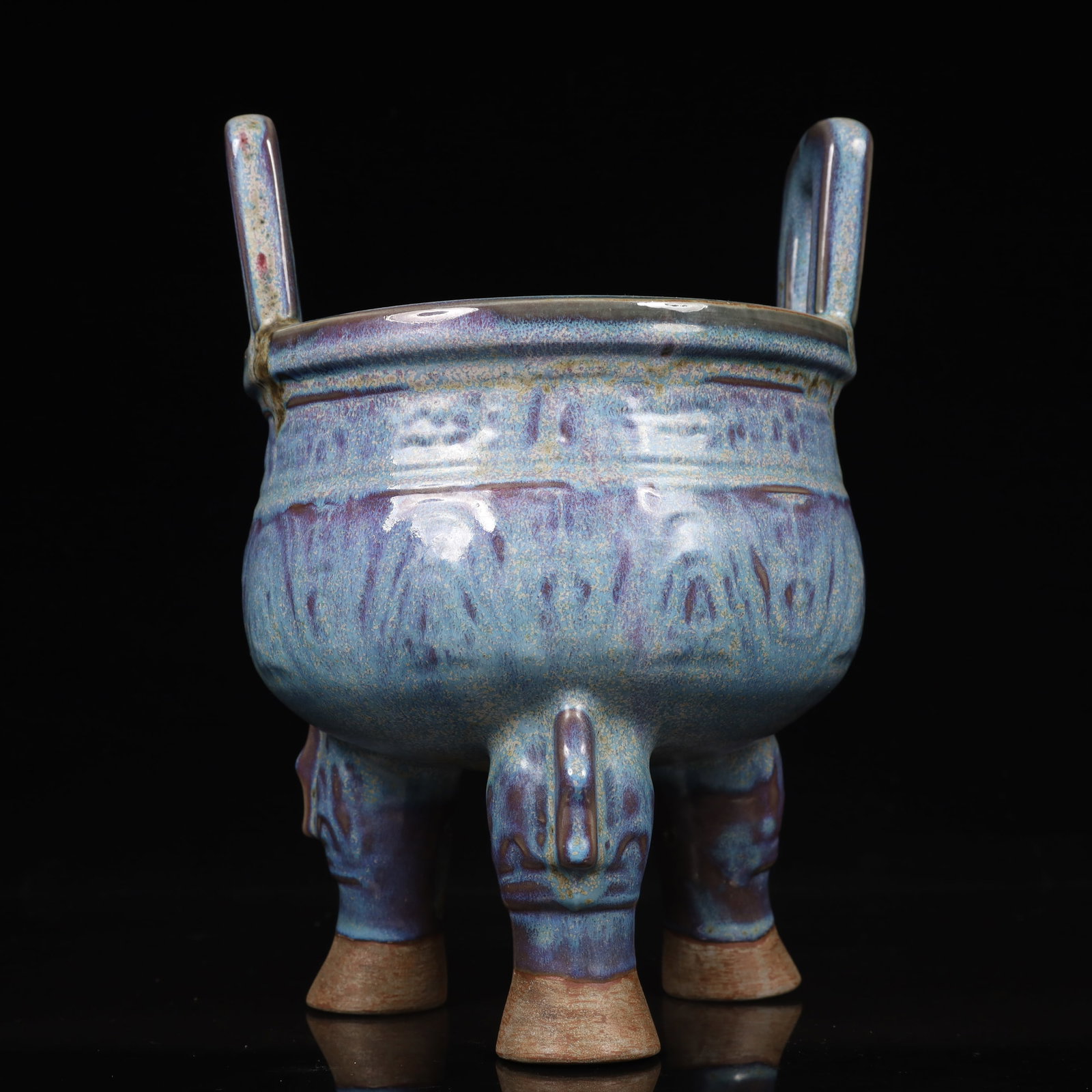 An Exquisite Jun yao Beast-Face Pattern Double-Ears and Tripod Censer (1 of 11)