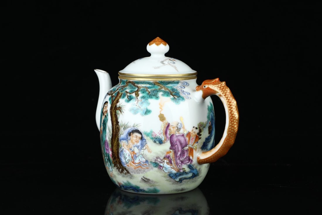 An Exquisite Enamel Figures Pattern Teapot - 7