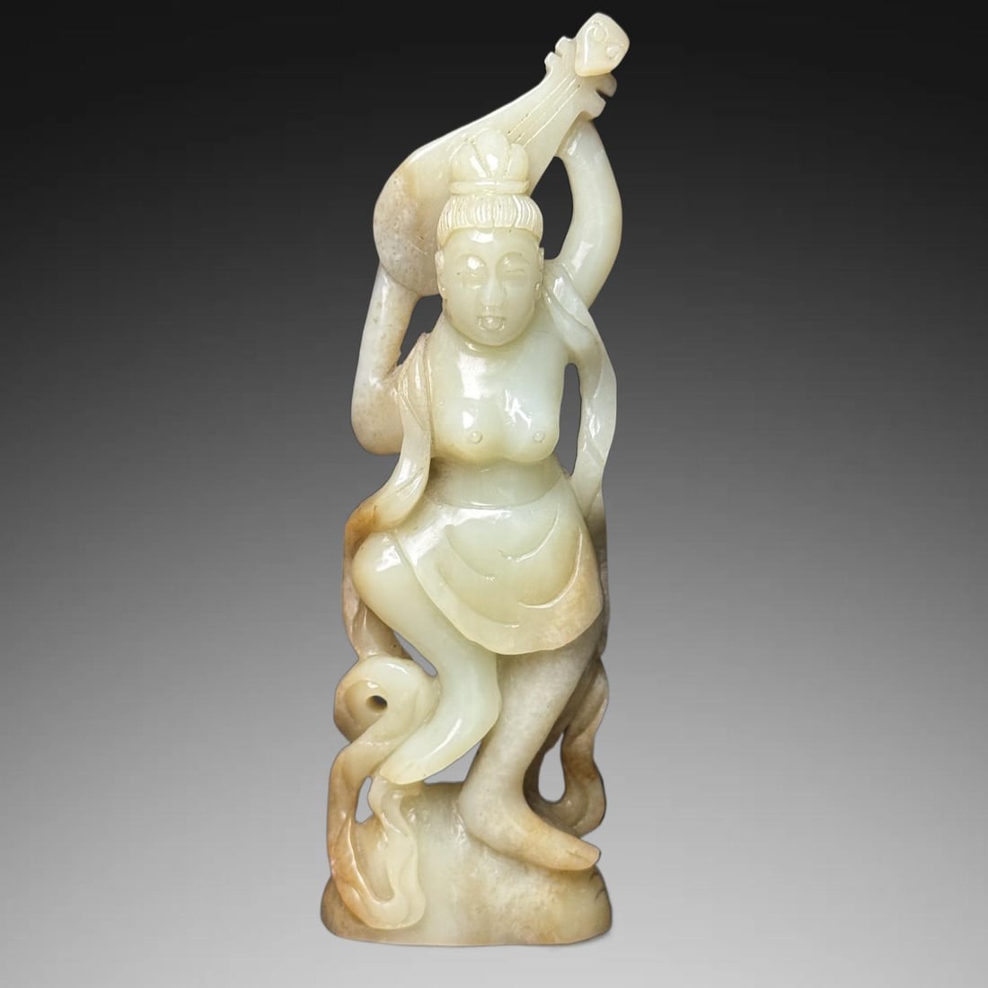 An Exquisite Hotan Jade Figures Ornament: An Exquisite Hotan Jade Figures Ornament,Qing Dynasty, China,Size:5.7inx1.9inx0.9in,Weight:172g 和田玉人物摆件,中国清代