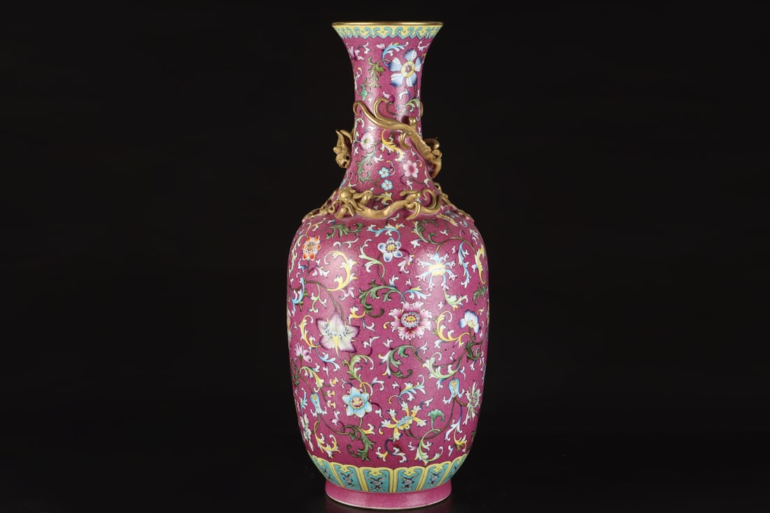 An Exquisite Ruby Red-Glazed Lotus Pattern Dragon Vase - 2