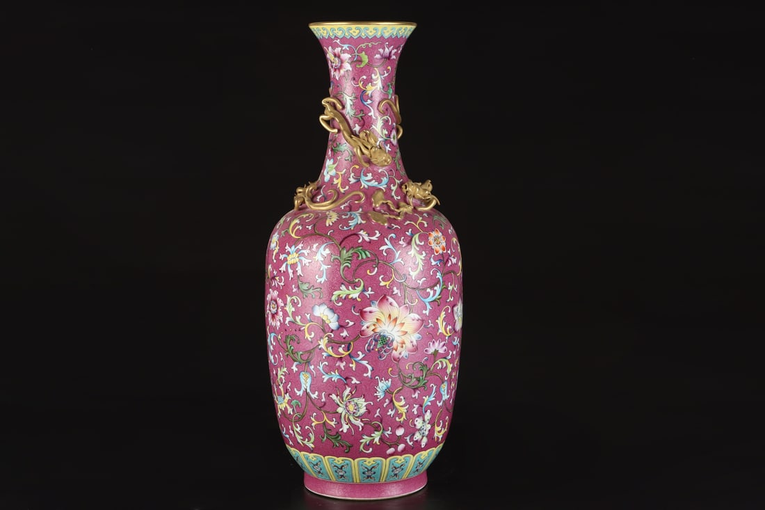 An Exquisite Ruby Red-Glazed Lotus Pattern Dragon Vase - 3