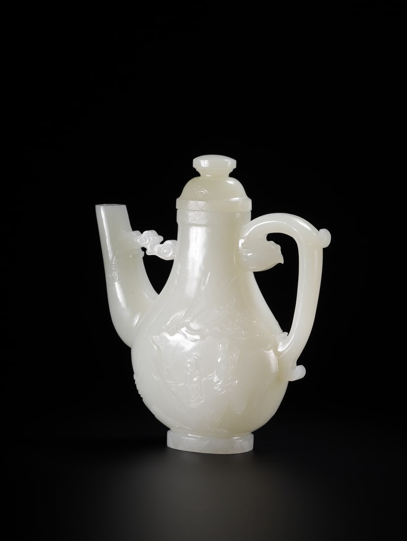 An Exquisite Hotan Jade Figures Pattern Ewer (1 of 10)