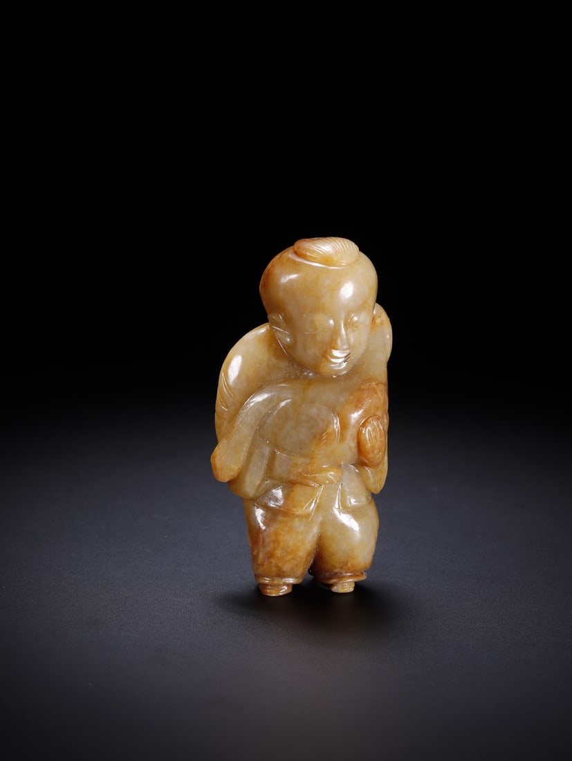 An Exquisite Hotan Jade Human Ornament: An Exquisite Hotan Jade Human Ornament,Han Dynasty, China,Size:2.7inx1.4inx1in,Weight:76.7g 和田玉人摆件,中国汉代