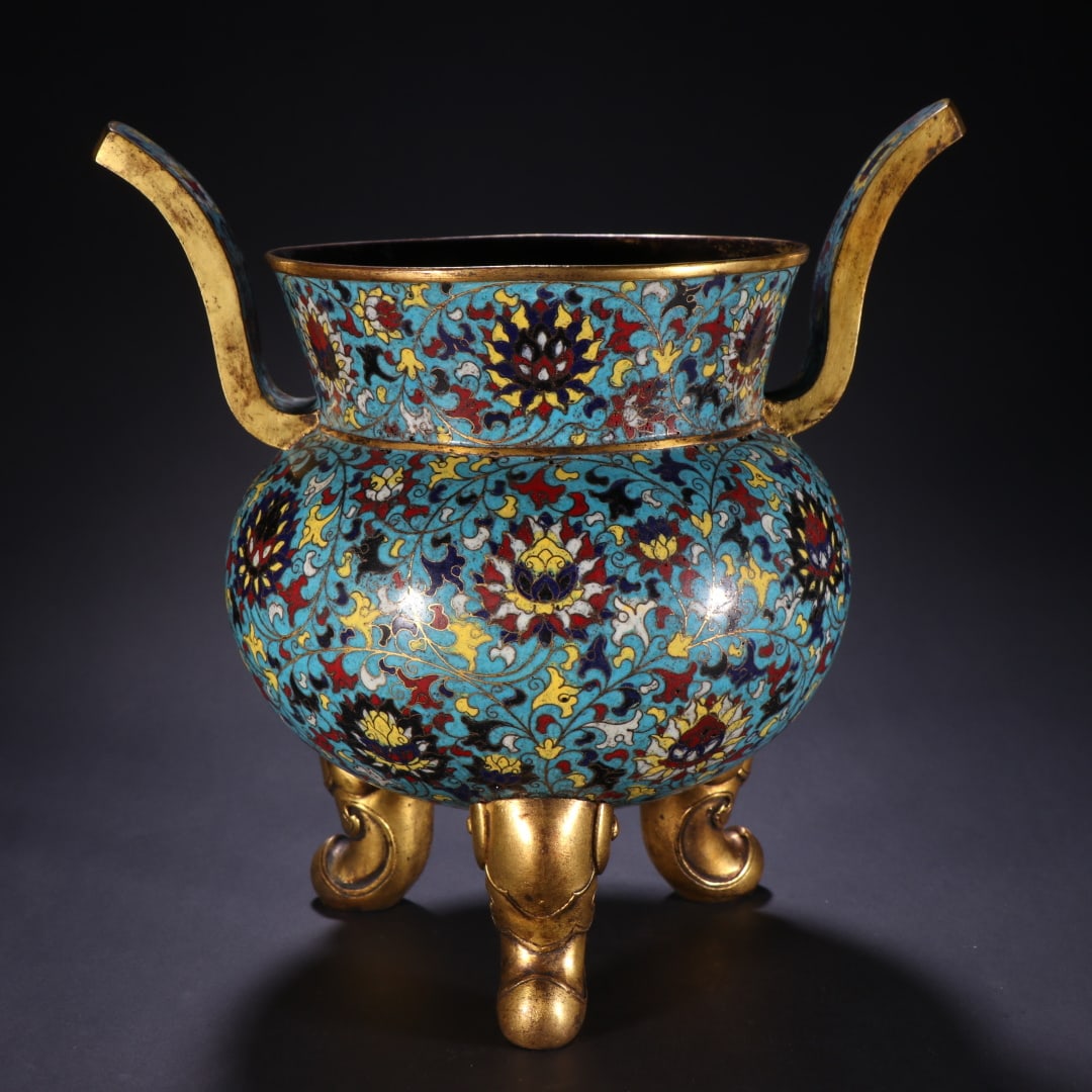 An Exquisite Cloisonne Tripod Double Ears Incense Burner (1 of 9)