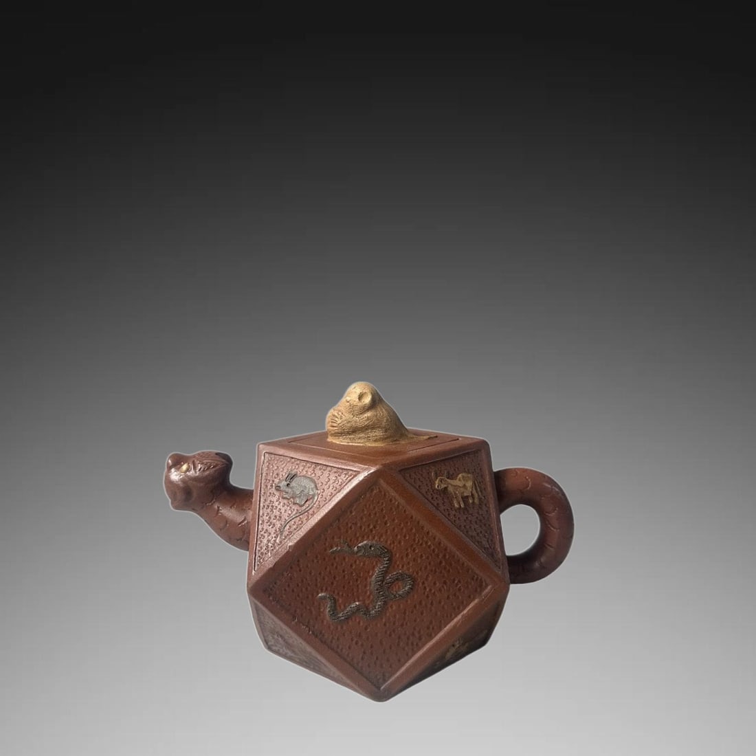 An Exquisite Purple Sands Twelve Chinese Zodiac Pattern Bottle (1 of 9)