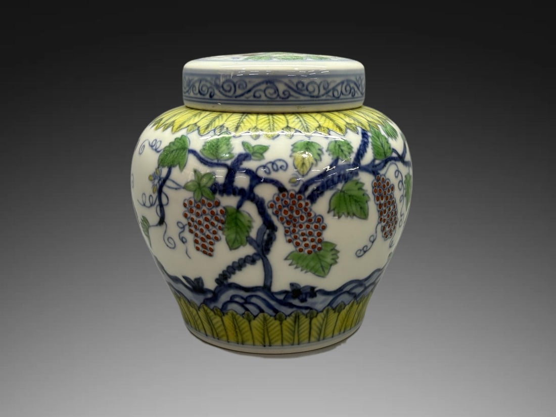 An Exquisite Doucai Grapes Pattern Jar - 2