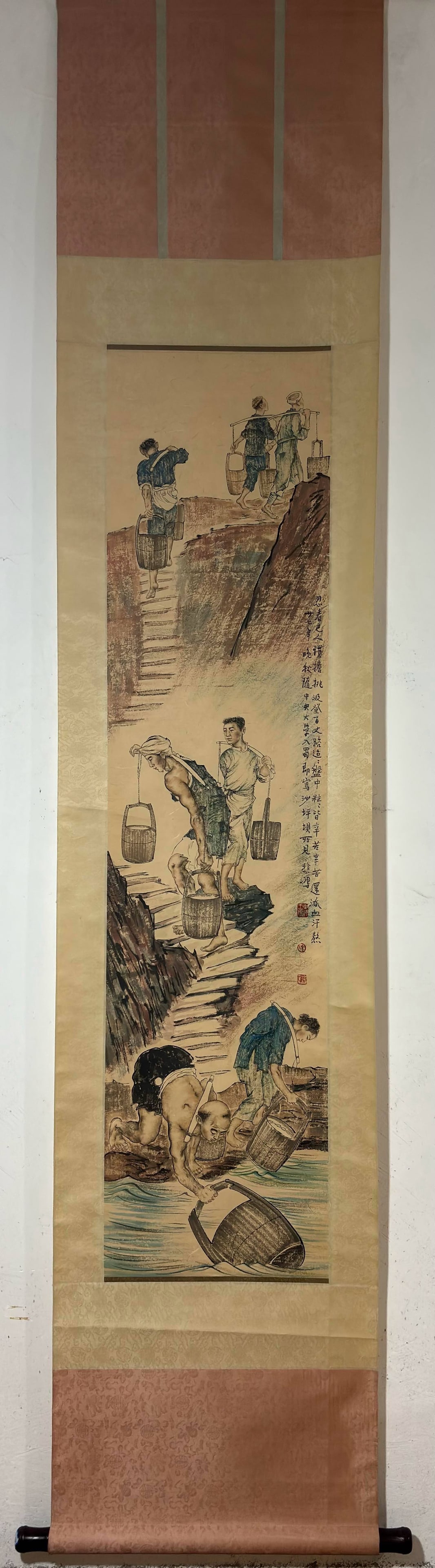 A Chinese Vertical Scroll Ink Painting of Figure on Paper,Xu Beihong (1 of 9)