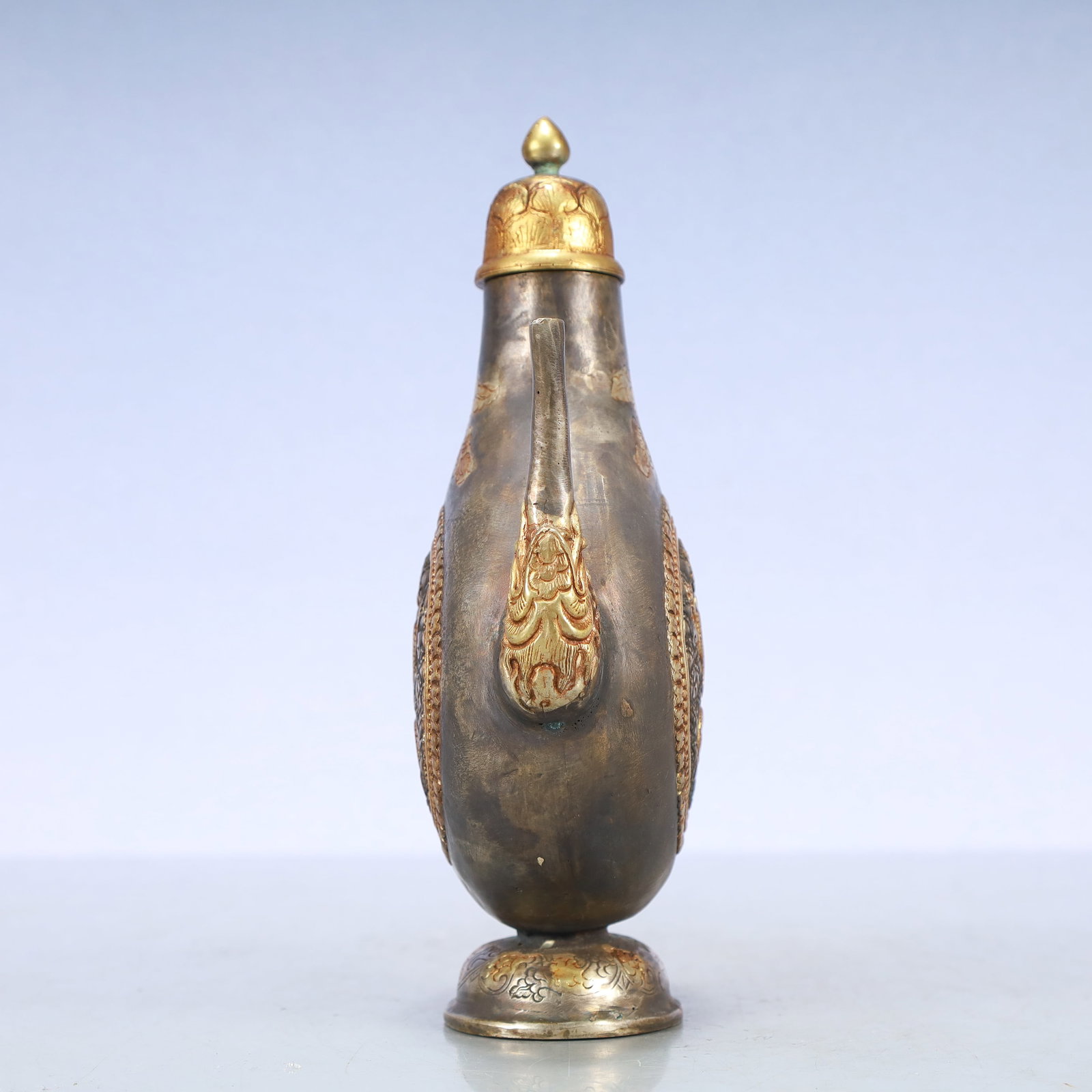 A Exquisite Gilt Silver Dragon Pattern Ewer - 3