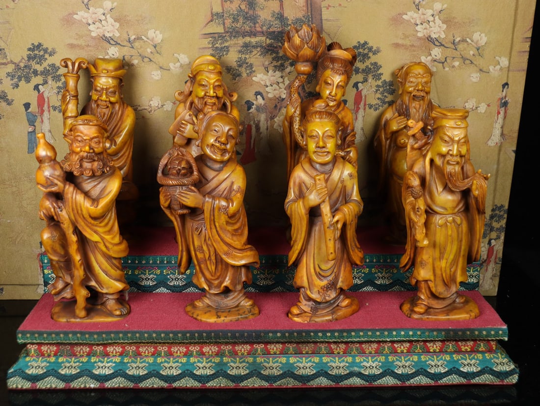 A Set of Fine Tianhuang Stone Figure Ornaments: A Set of Fine Tianhuang Stone Figure Ornaments,Qing Dynasty, China,Shangjun Mark,Size:6.7inx2.4inx2in,Total