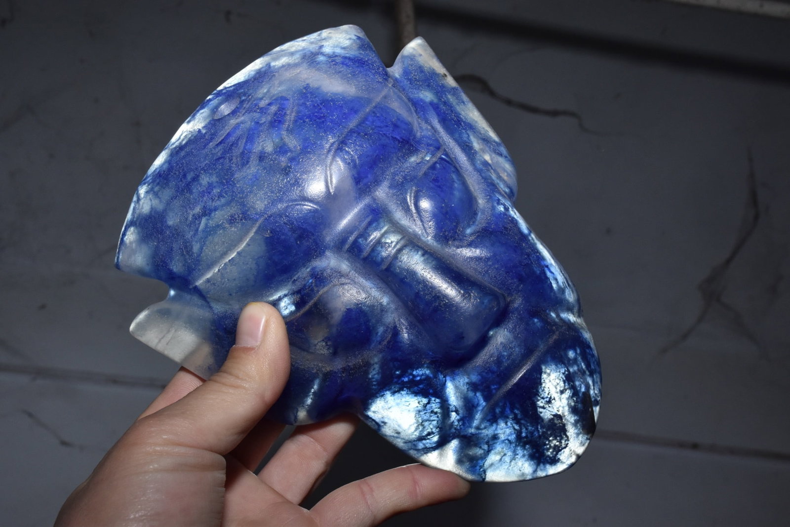 An Exquisite Hemo Jade Figure-Face Pattern Mask - 7