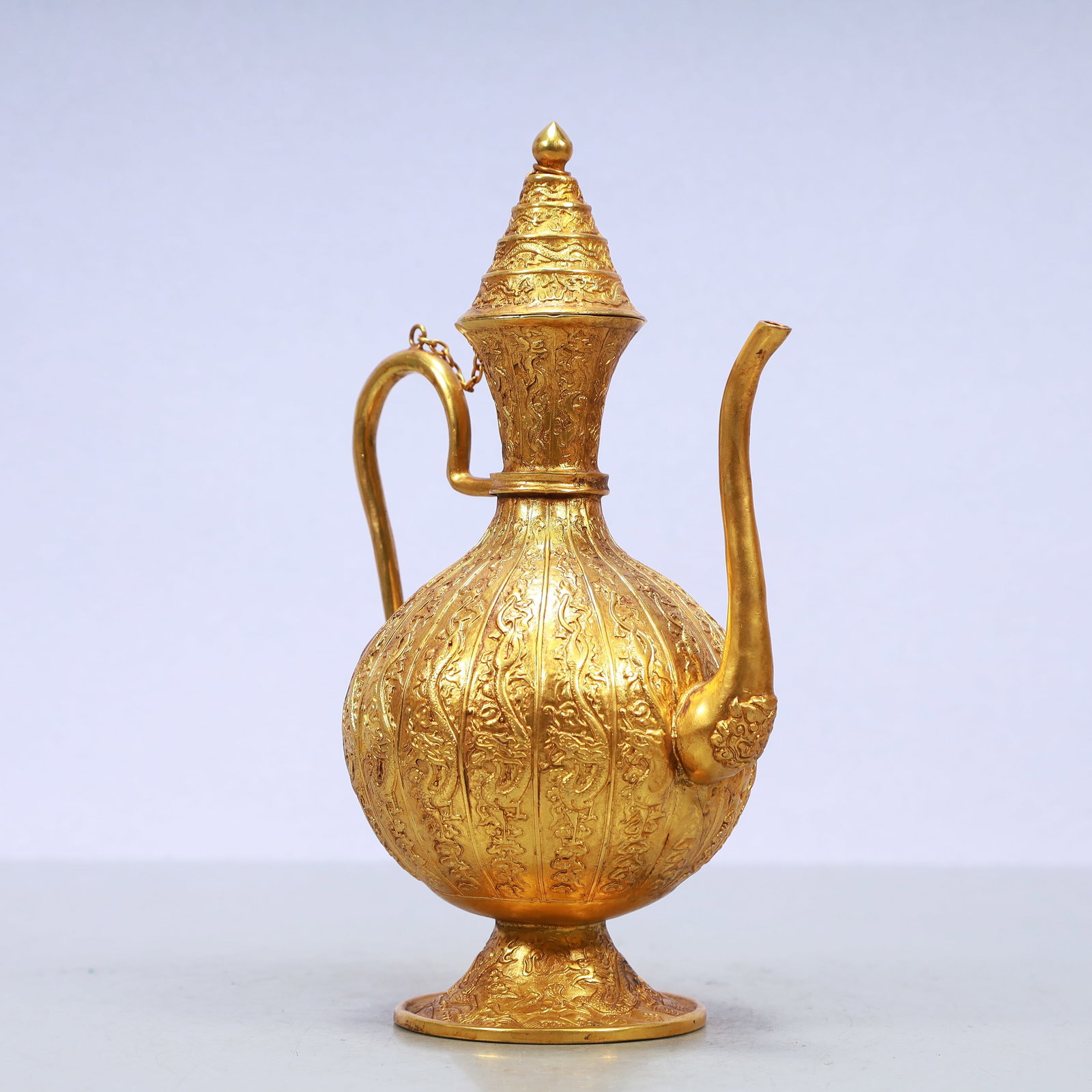 A Exquisite Gilt Bronze Dragon Pattern Ewer - 6
