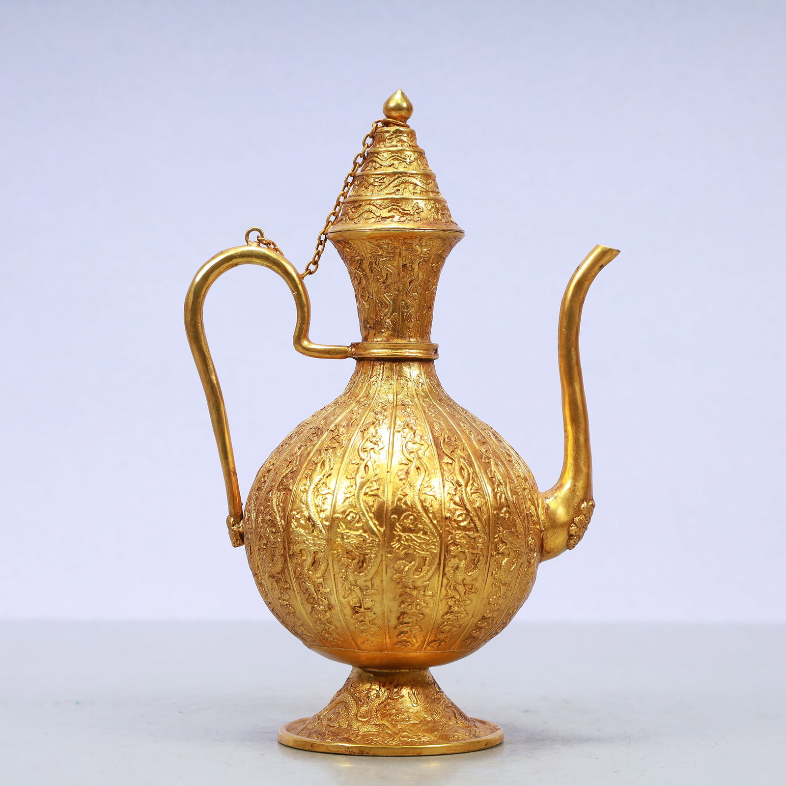 A Exquisite Gilt Bronze Dragon Pattern Ewer - 7