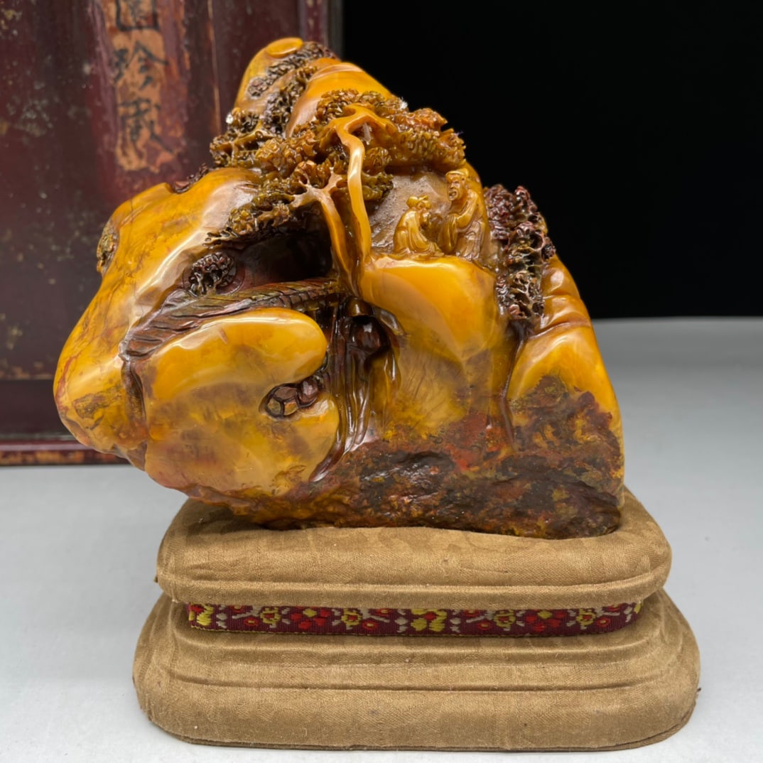 An Exquisite Tianhuang Stone Landscape and Figure Pattern Seal: An Exquisite Tianhuang Stone Landscape and Figure Pattern Seal,Qing Dynasty, China,Dingjing