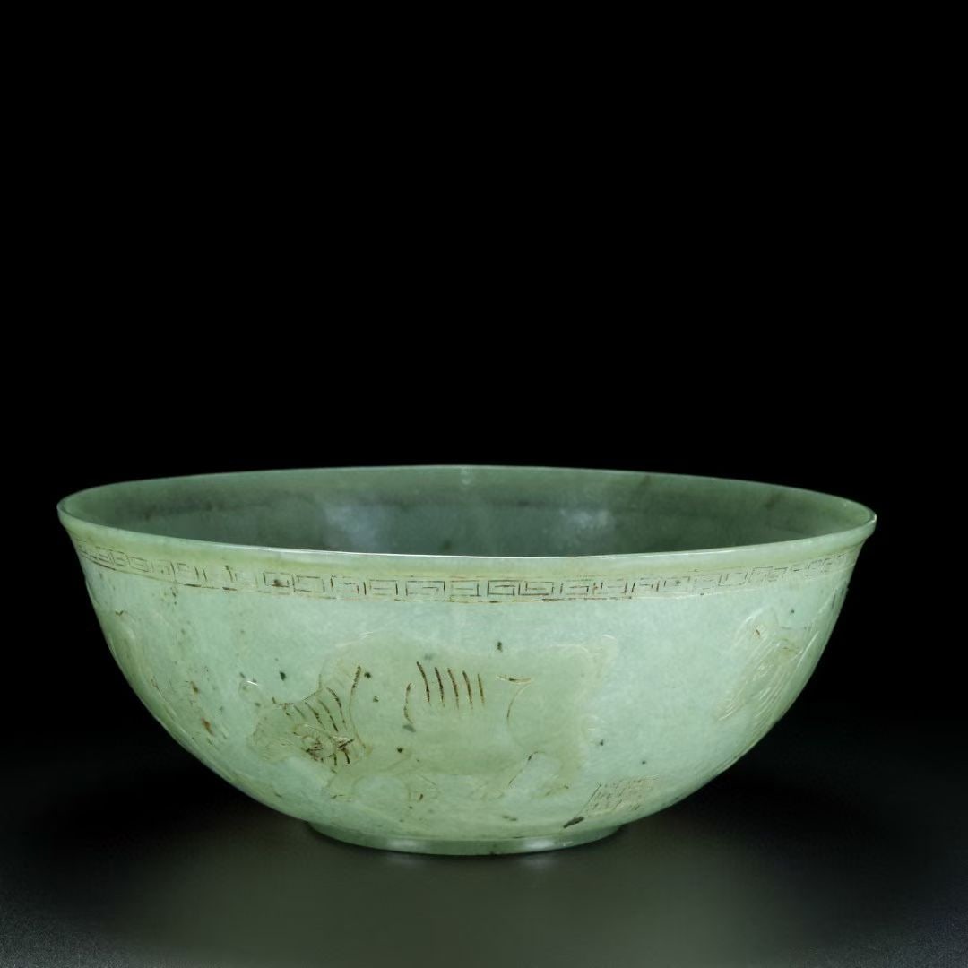 An Exquisite White Jade Buffalo Pattern Bowl - 3