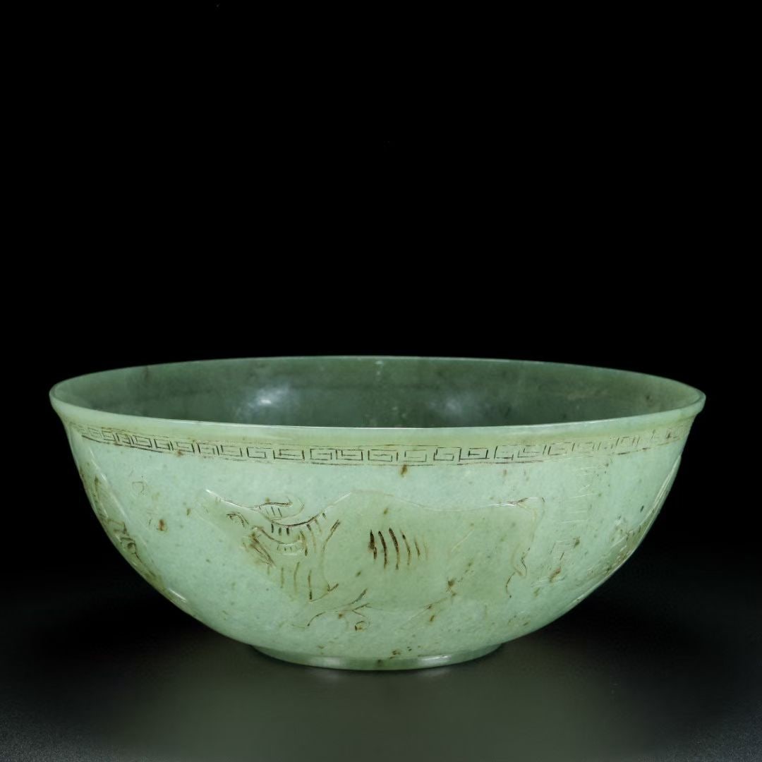 An Exquisite White Jade Buffalo Pattern Bowl - 6