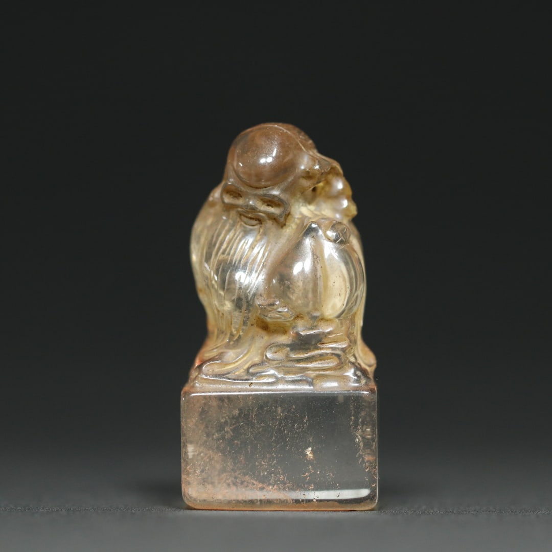 An Exquisite Crystal Figure-Shaped Seal: An Exquisite Crystal Figure-Shaped Seal,Qing Dynasty,China,Size:1inx1inx1.9in,Weight:51.2g水晶人物形印章,中国清代,Size:2.5cmx2.5cmx4.9