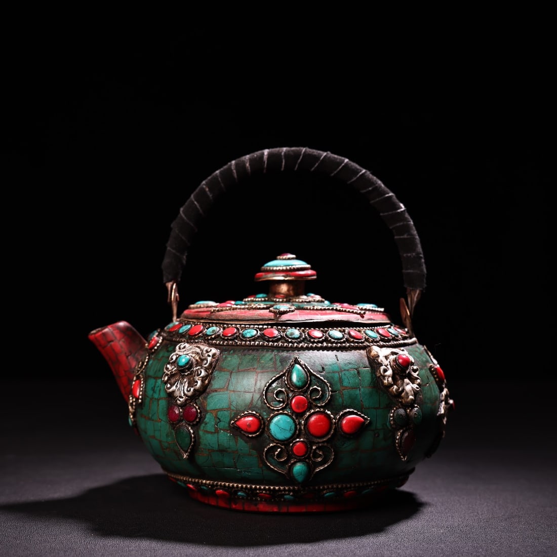 An Exquisite Bronze Inlaid Gems Teapot (1 of 11)