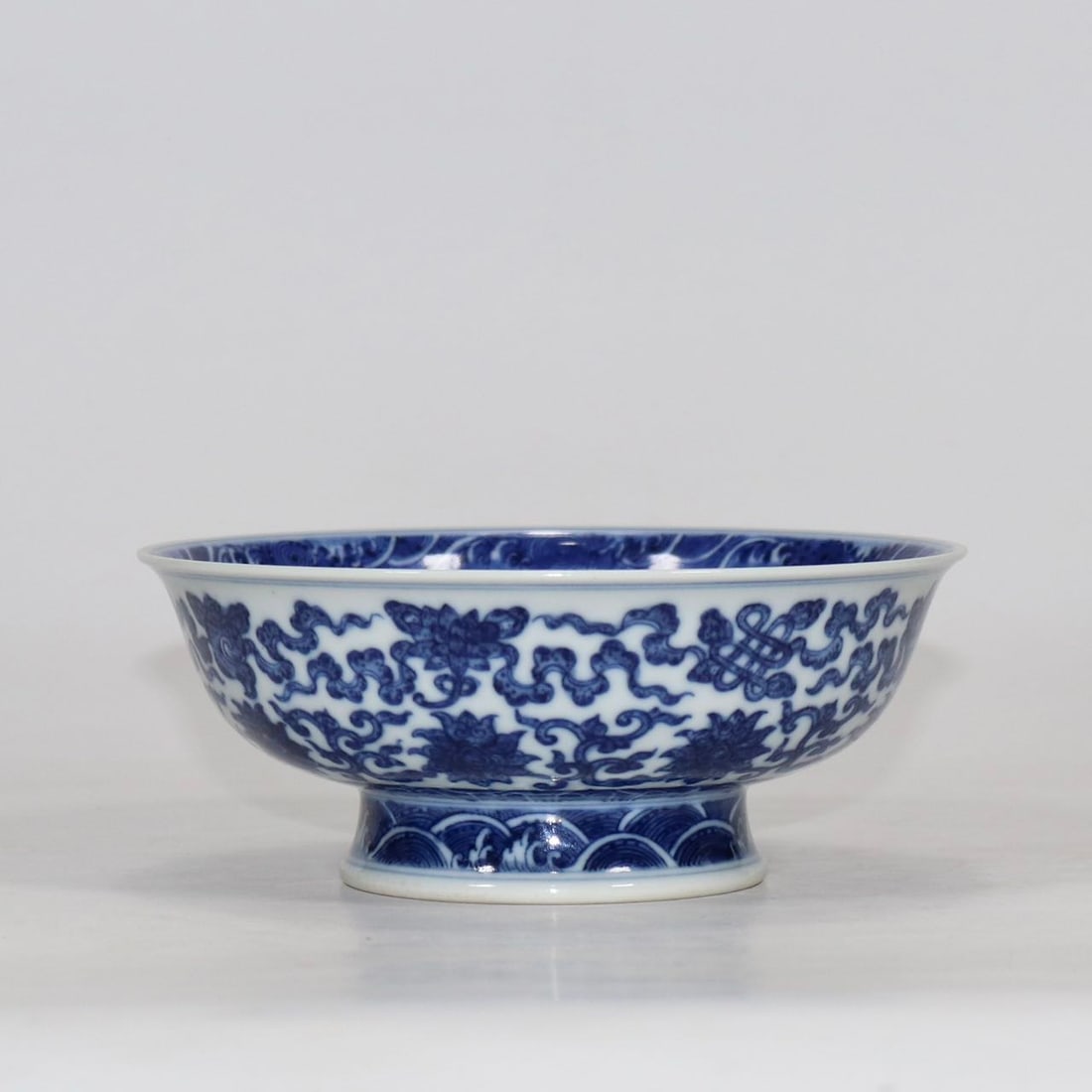 An Exquisite Blue and White Lotus and Eight Treasures Pattern Plate: An Exquisite Blue and White Lotus and Eight Treasures Pattern Plate,Qing Dynasty, China,Qianlong Six-character