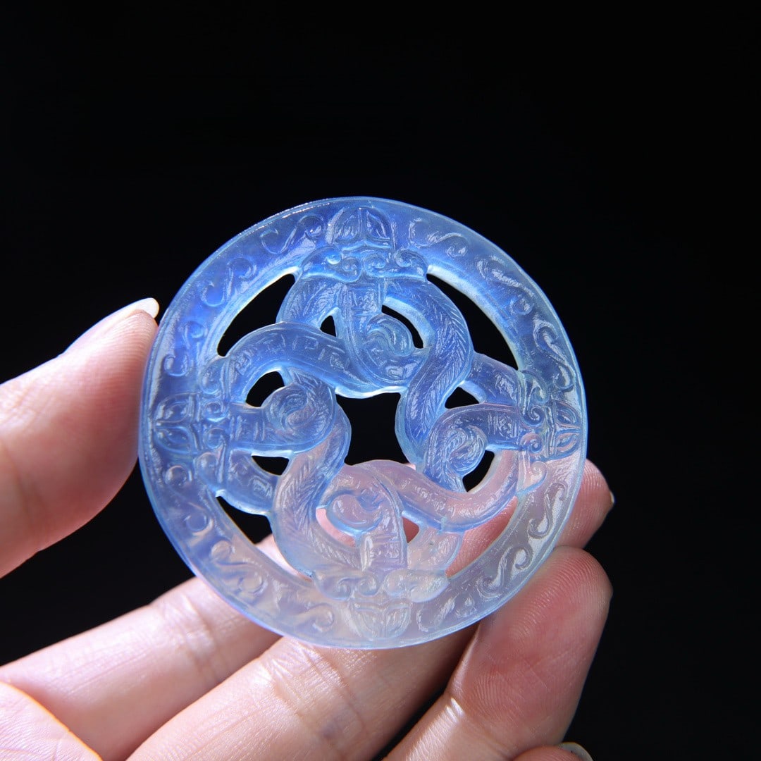 An Exquisite Aquamarine Dragon Pattern Pendant: An Exquisite Aquamarine Dragon Pattern Pendant,Qing