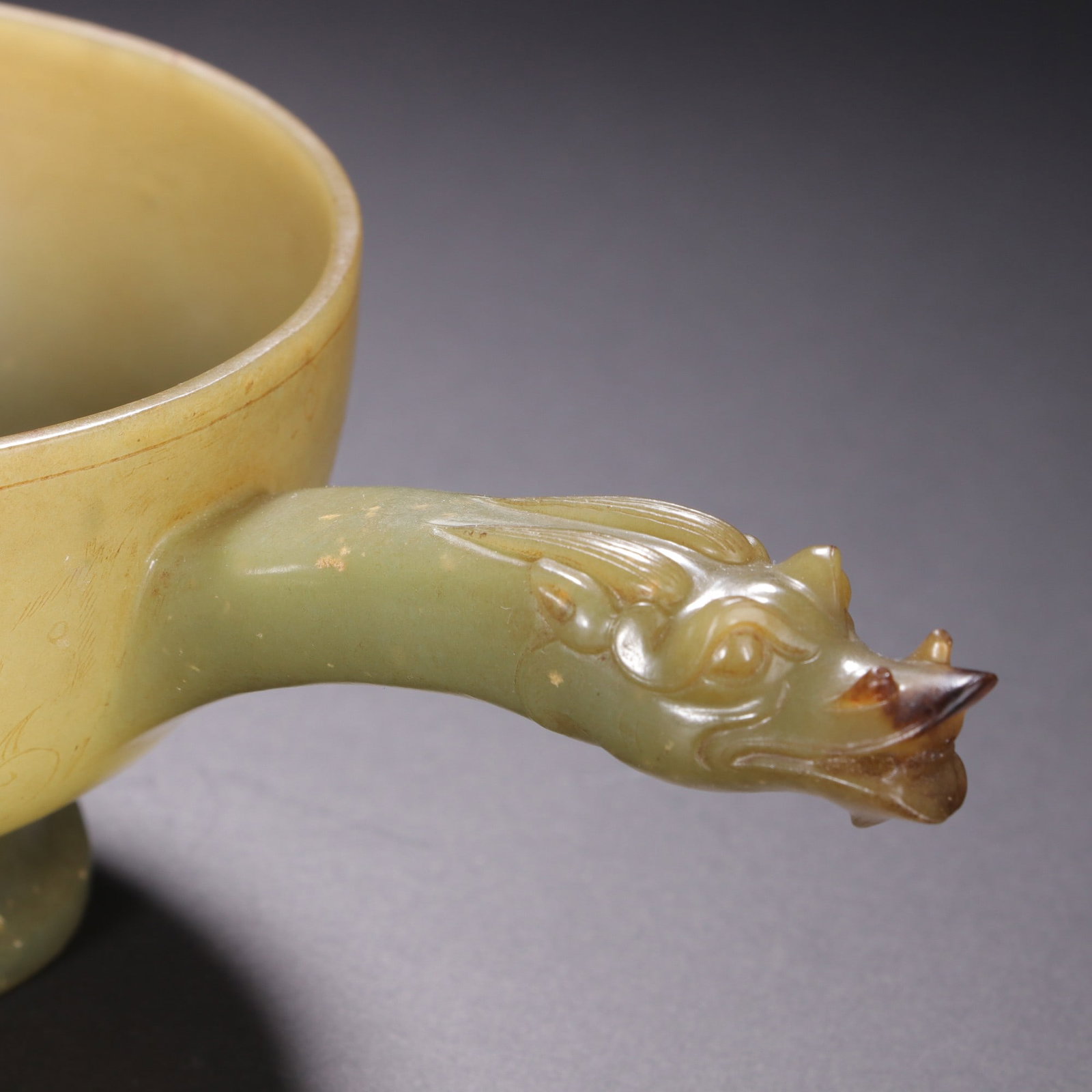 An Exquisite White Jade Chi-Dragon Pattern Dragon handle Spoon - 2