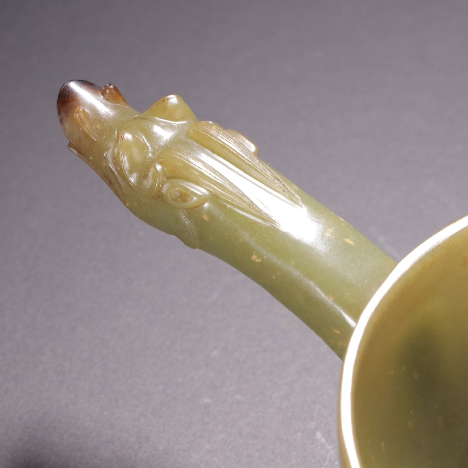 An Exquisite White Jade Chi-Dragon Pattern Dragon handle Spoon - 7